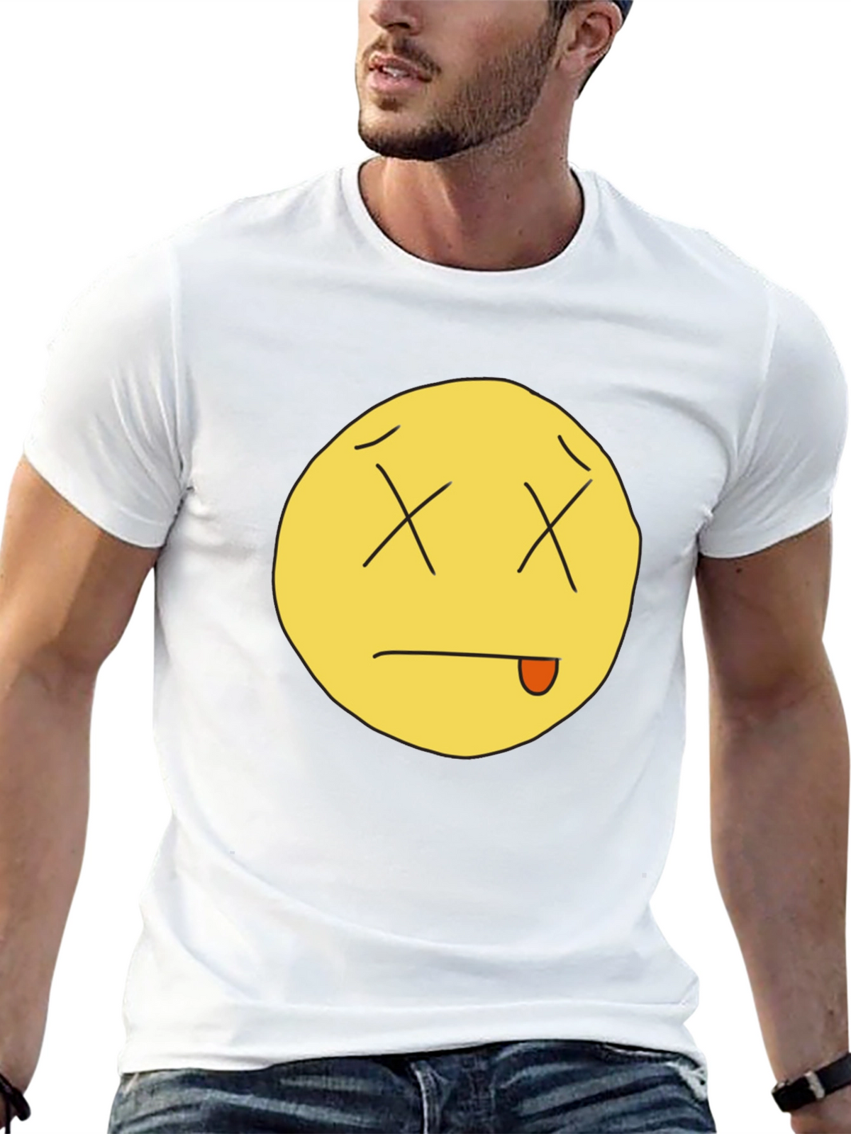 Funny Dead Emoji Black T-Shirt