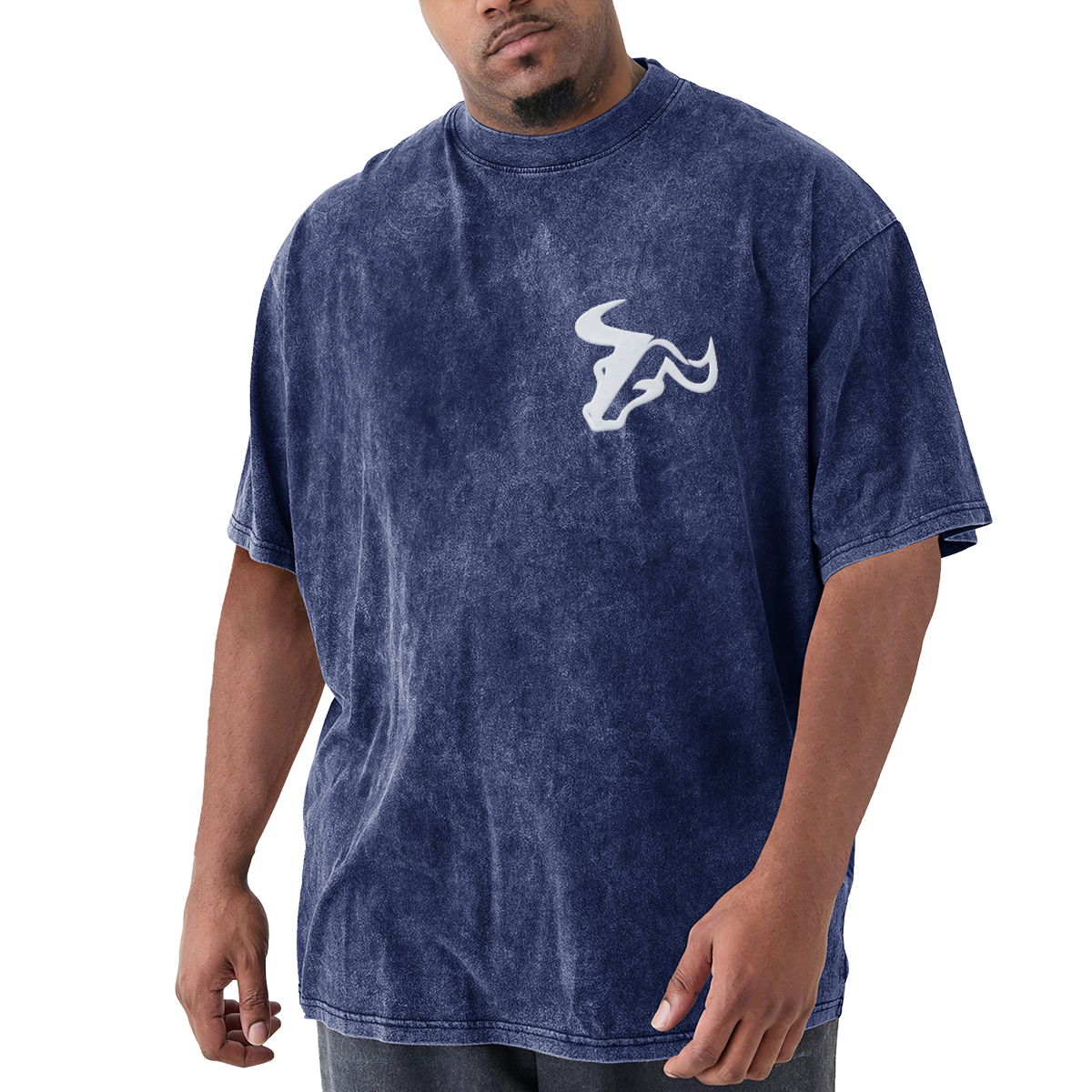 Simple White Bull Head Chest Logo