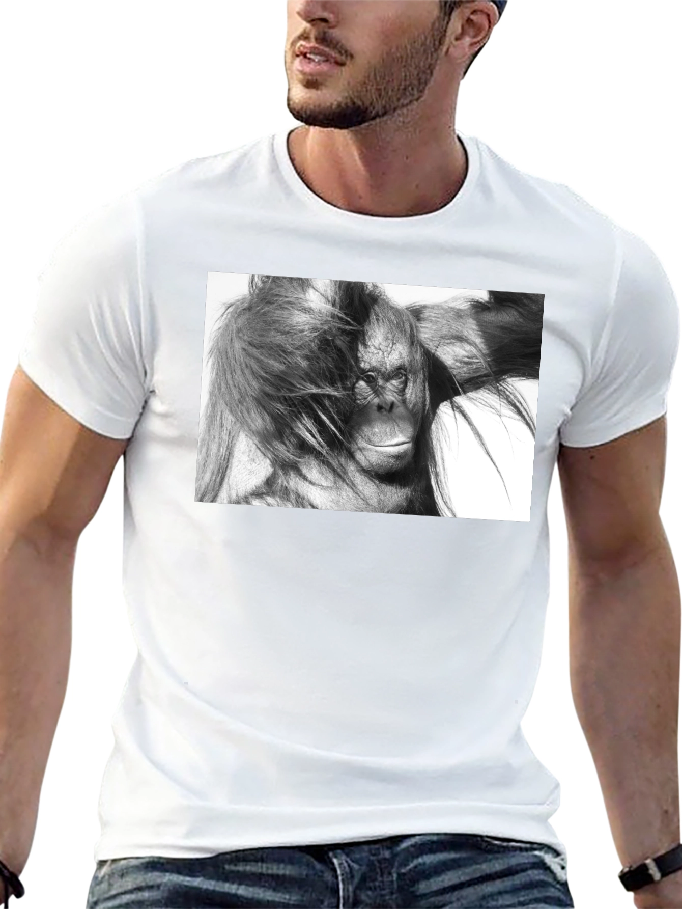 Orangutan Graphic Print Black T-Shirt