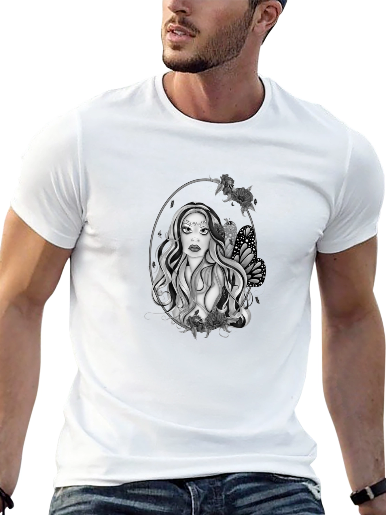 Mystic Woman Graphic Tee - Black Cotton Blend T-Shirt