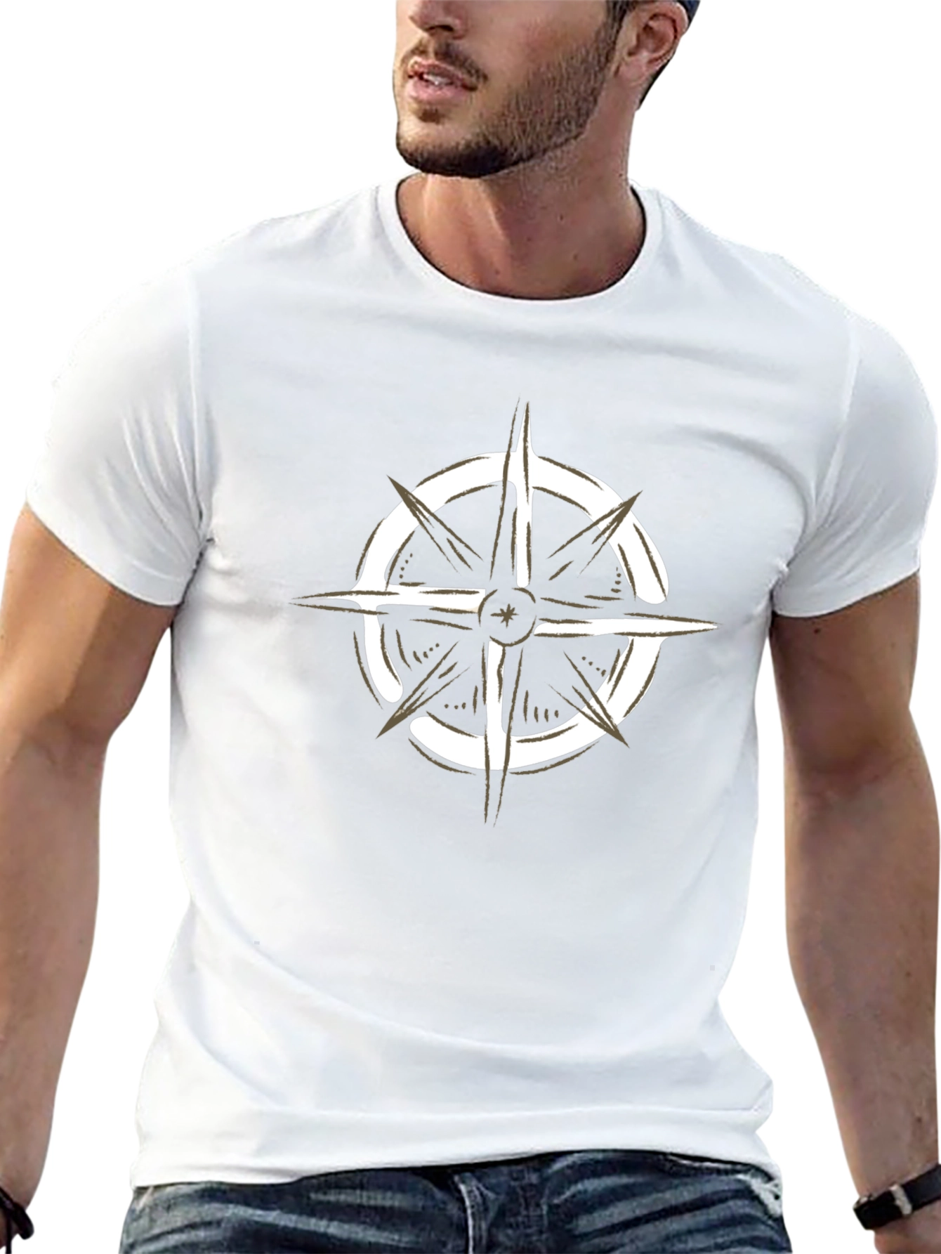 Compass Graphic Black T-Shirt - Adventure Awaits