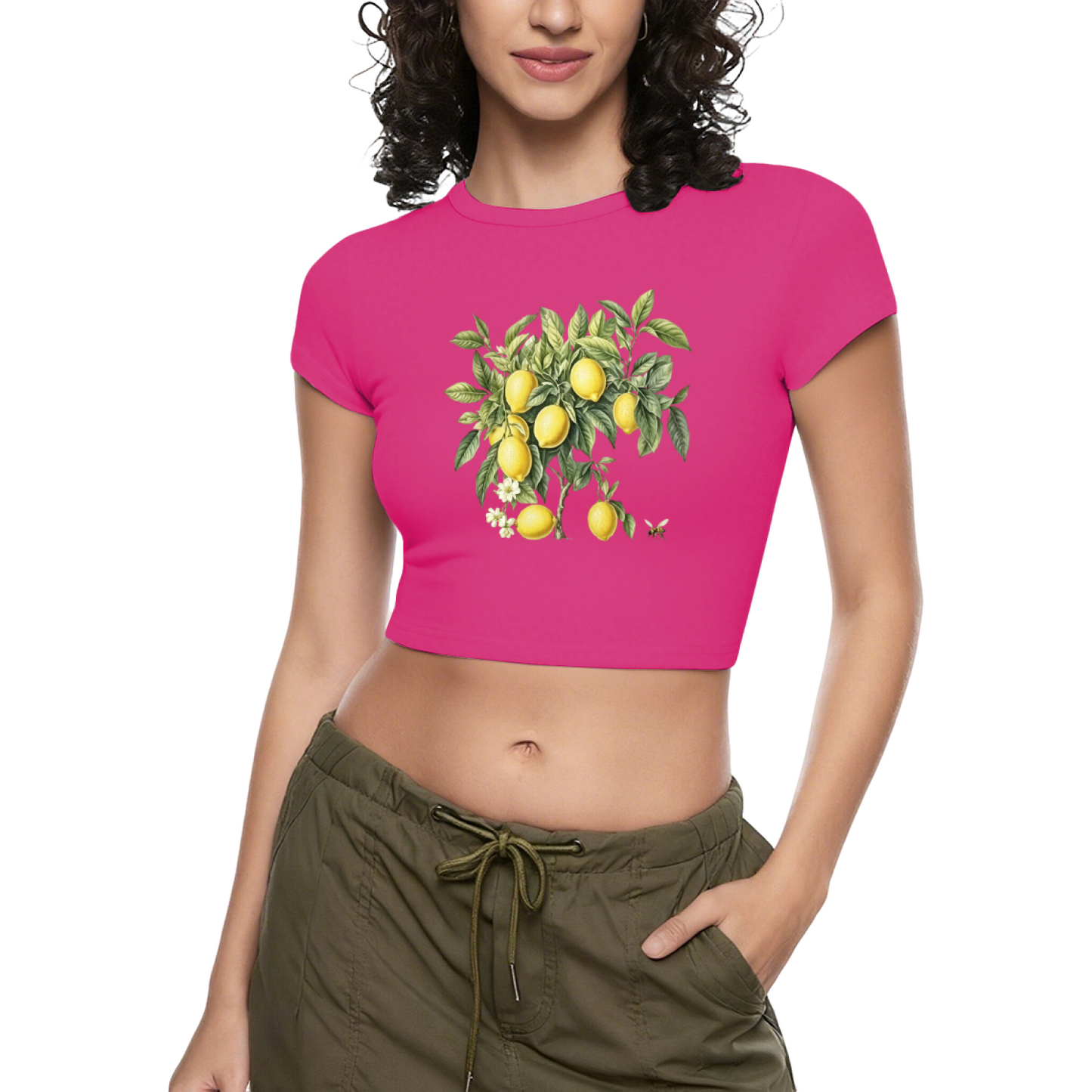 Vintage Watercolor Lemon Tree Cottagecore White Crop Top