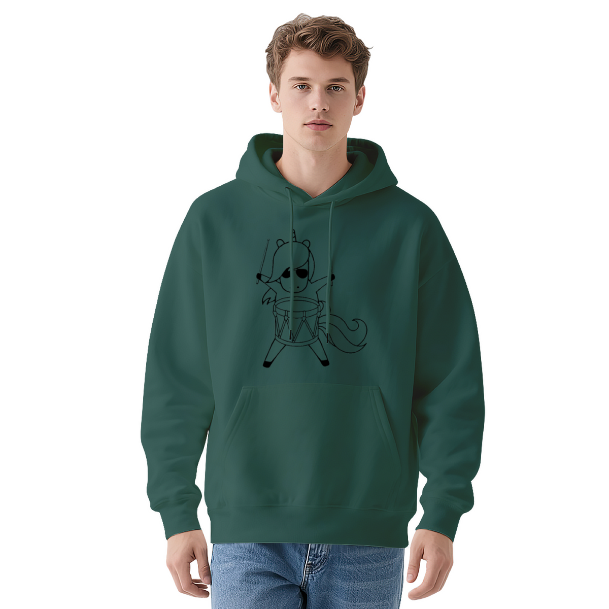 Bear & Sunset Design Hoodie - Unisex Pullover Sweatshirt, Graphic Print, Casual Streetwear Fashion
