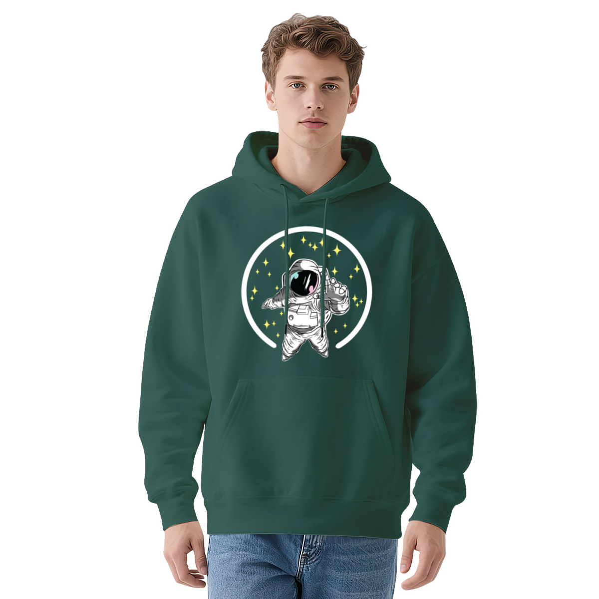 Floating Astronaut Space Explorer Graphic Hoodie - Sci-Fi Universe Pullover Sweatshirt