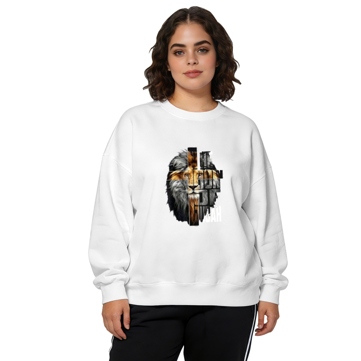 Lion Of Judah Cross Graphic Crewneck Sweatshirt