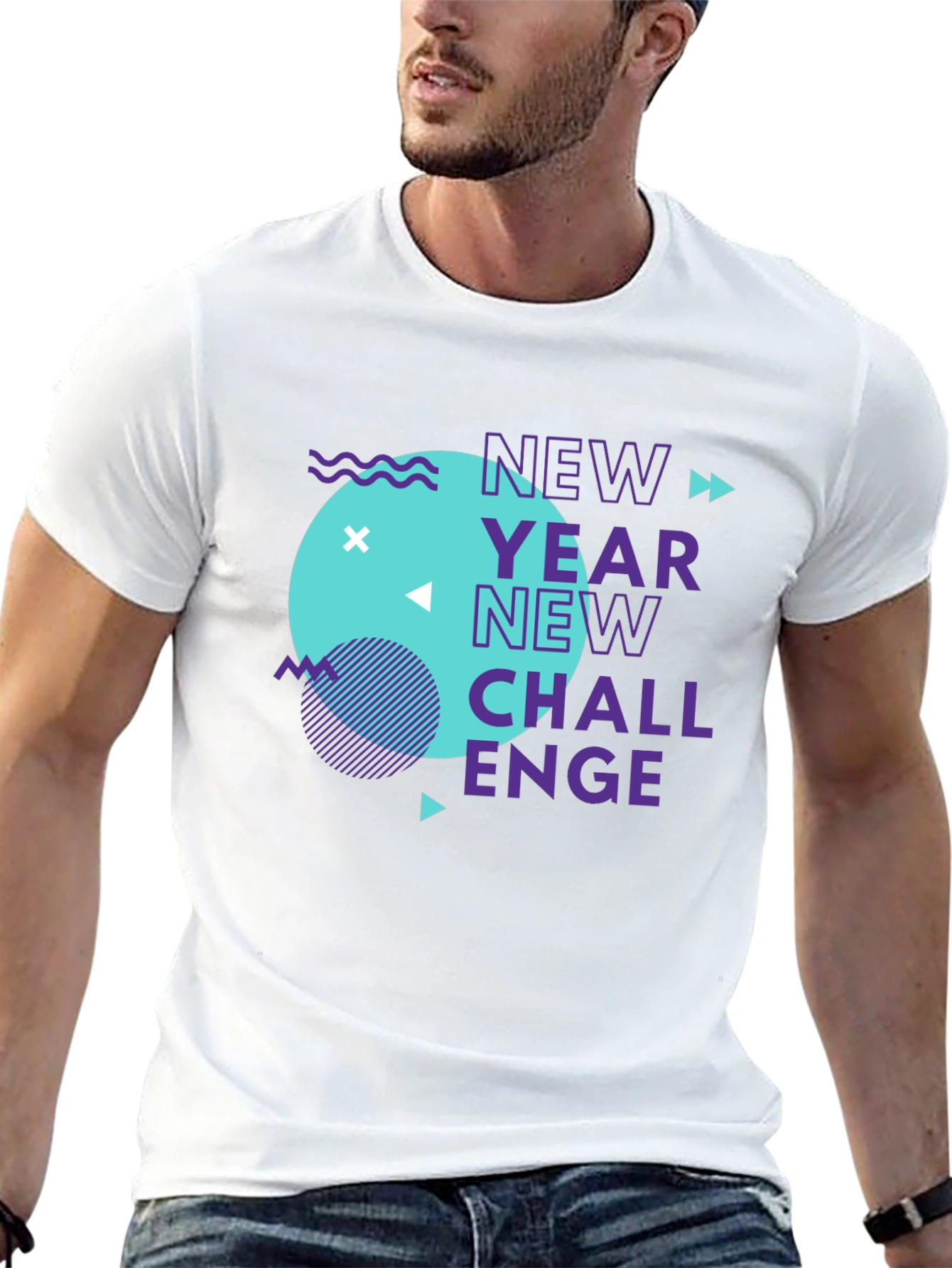 New Year Challenge Graphic Tee - Stylish Black T-Shirt