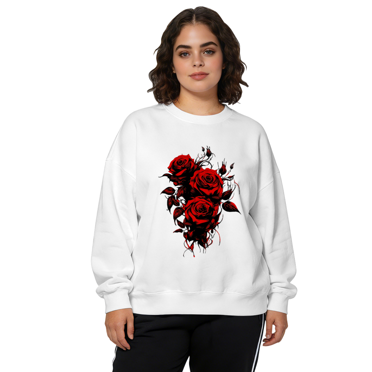 Dark Art Red Rose Bouquet Crewneck Sweatshirt