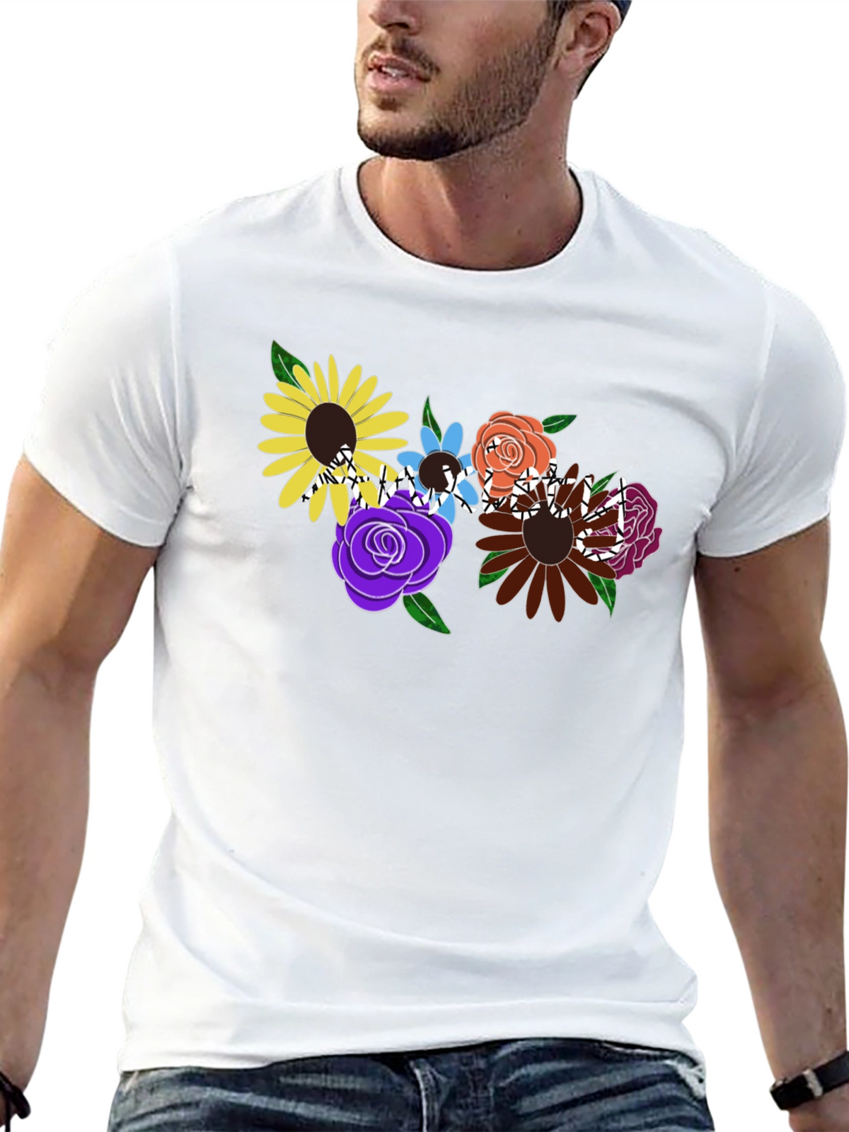 Floral Graphic Black T-Shirt
