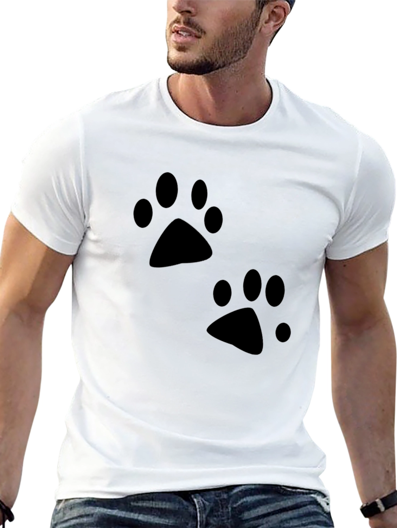 Black Paw Print T-Shirt - Casual Style