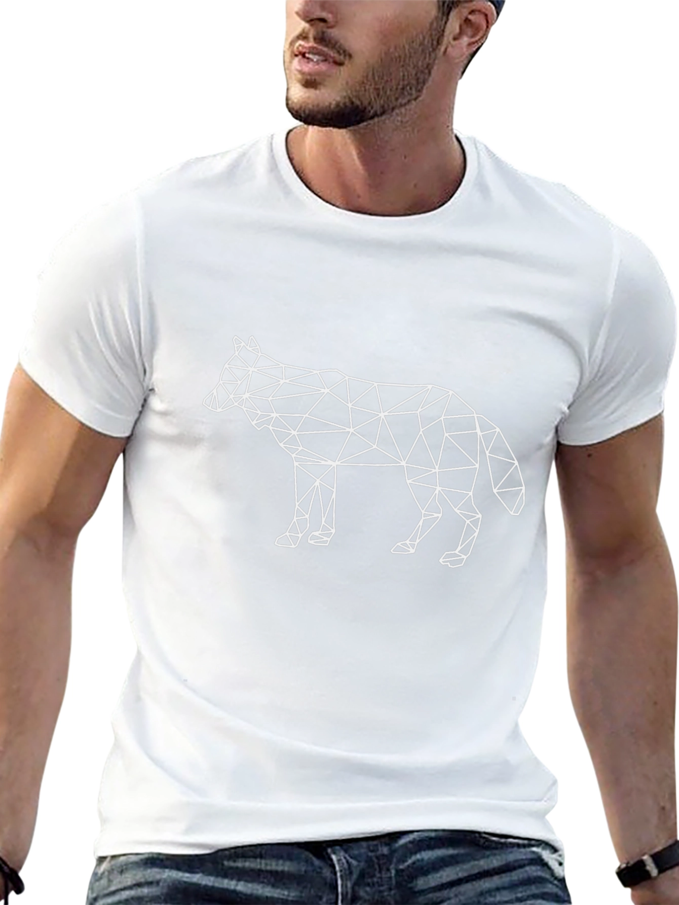 Geometric Wolf Graphic Tee - Stylish Black T-Shirt