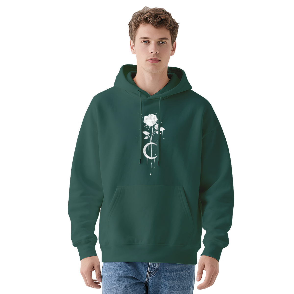 Floral & Celestial Style Hoodie - Unique Graphic Pullover, Soft & Cozy, Casual Everyday Wear