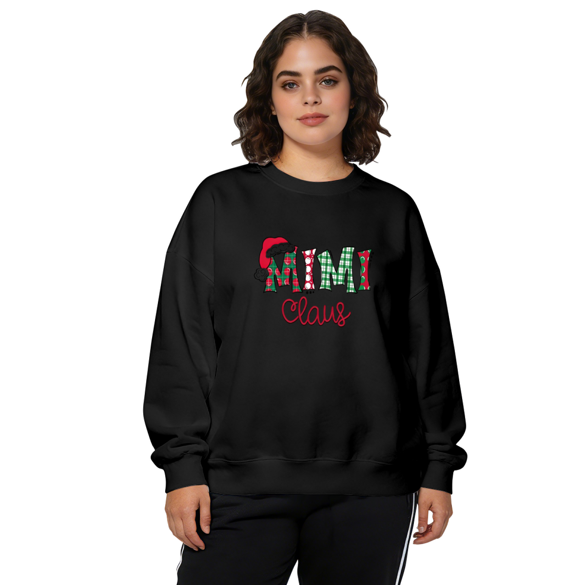 Mimi Claus Plaid Christmas Family Holiday Crewneck Sweatshirt
