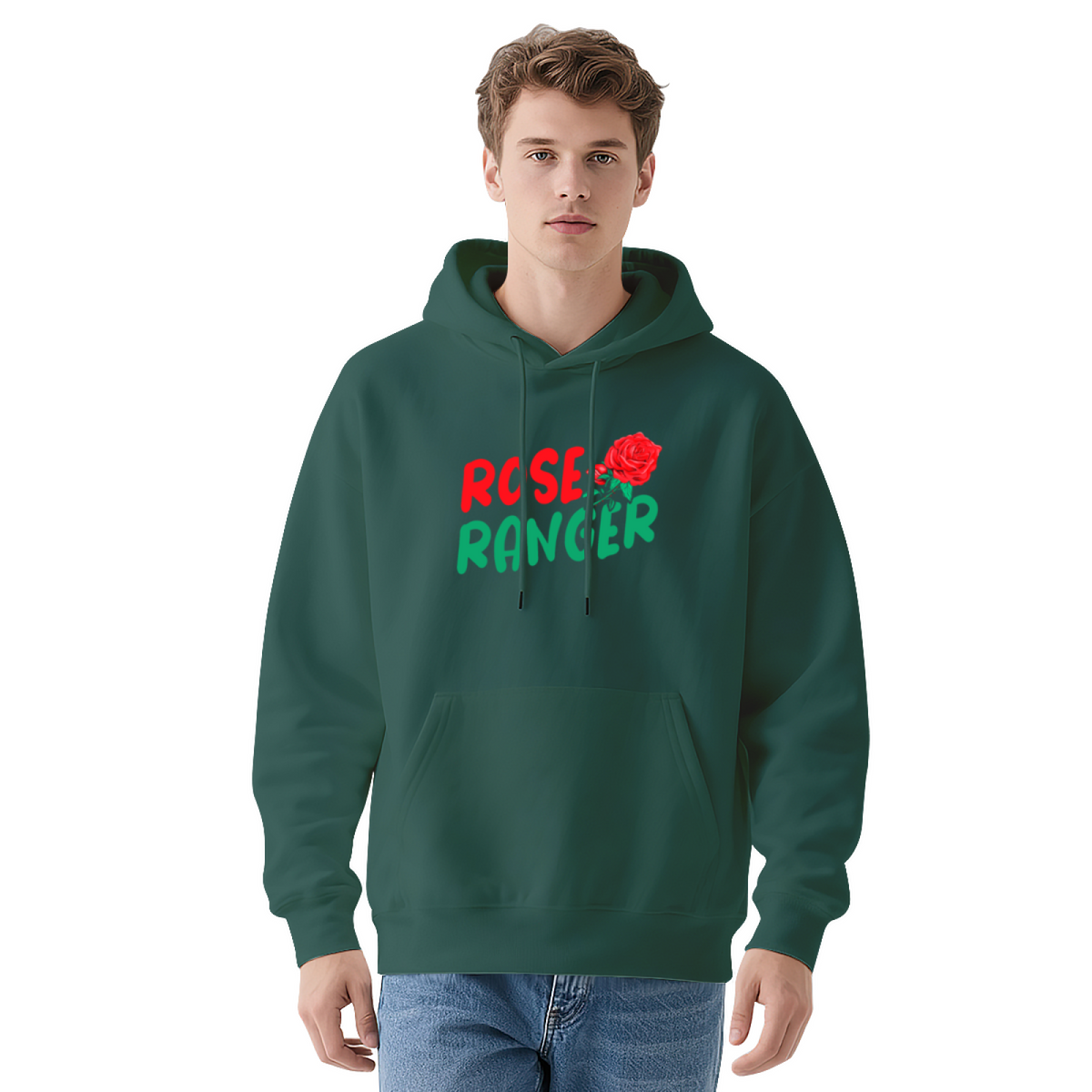 Red Rose Streetwear Bold Floral Graphic Hoodie - Urban Style Pullover Sweatshirt