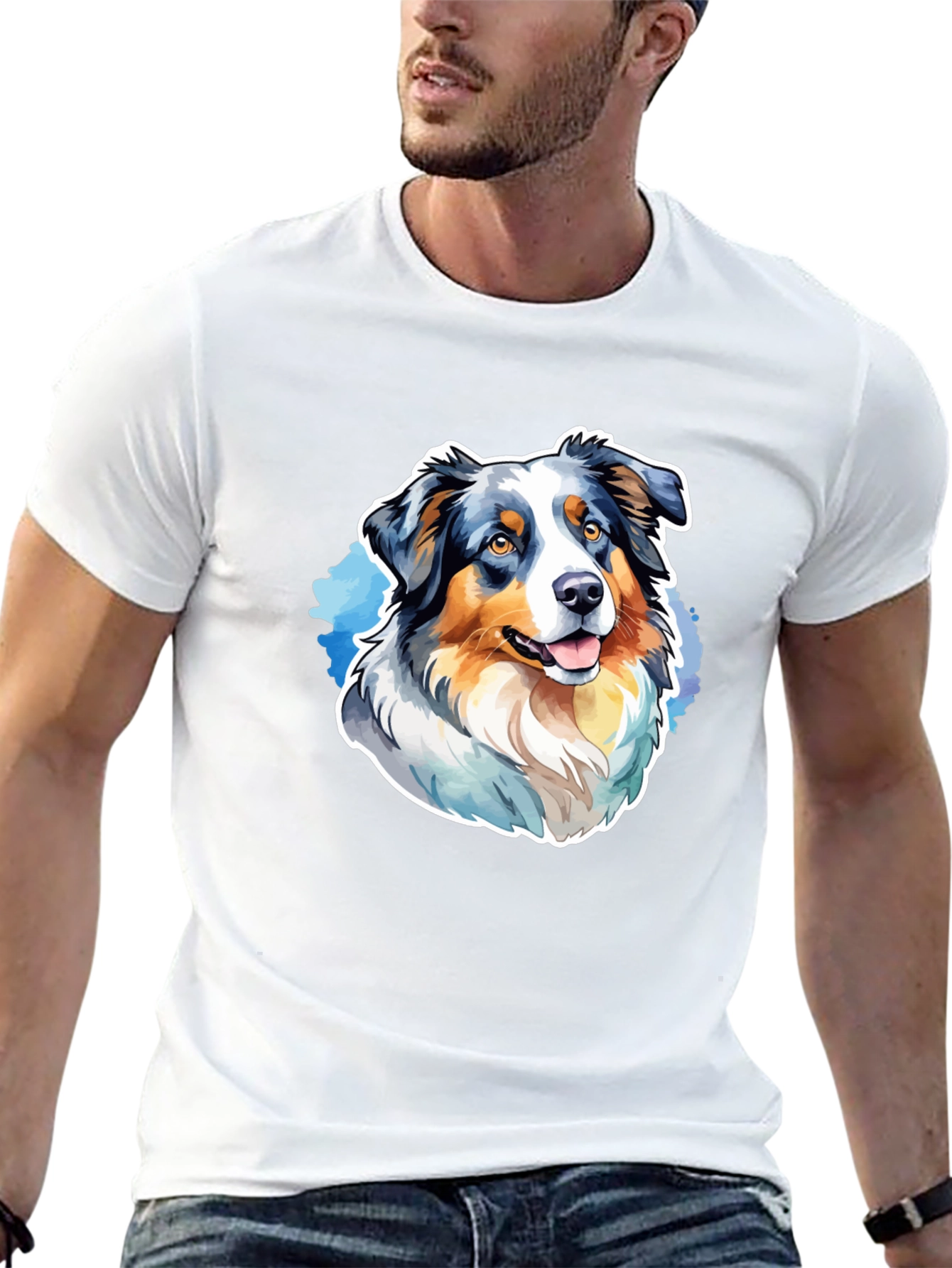 Australian Shepherd Graphic Tee - Mens Black T-Shirt