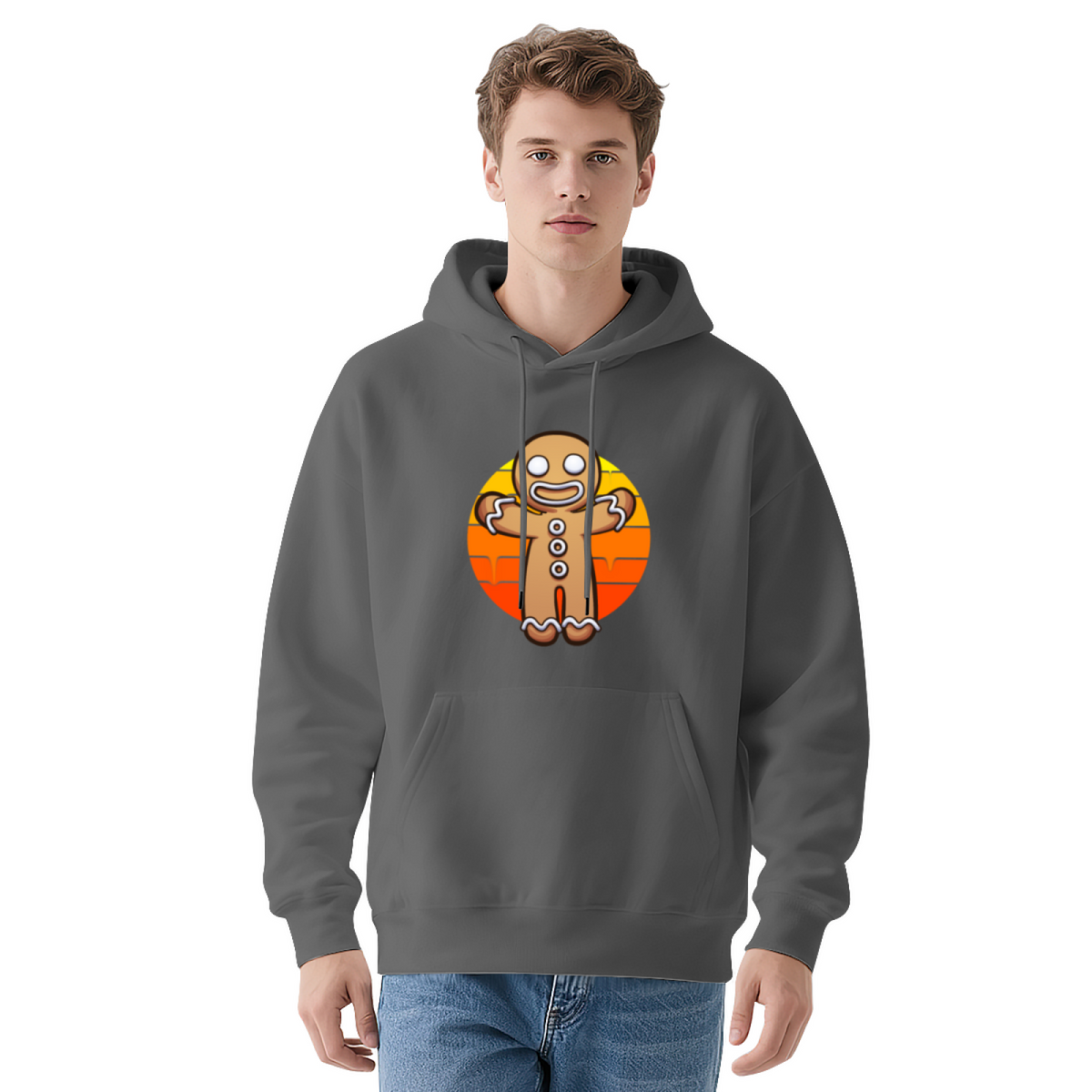 Cute Gingerbread Man Christmas Holiday Graphic Hoodie - Xmas Baking Pullover
