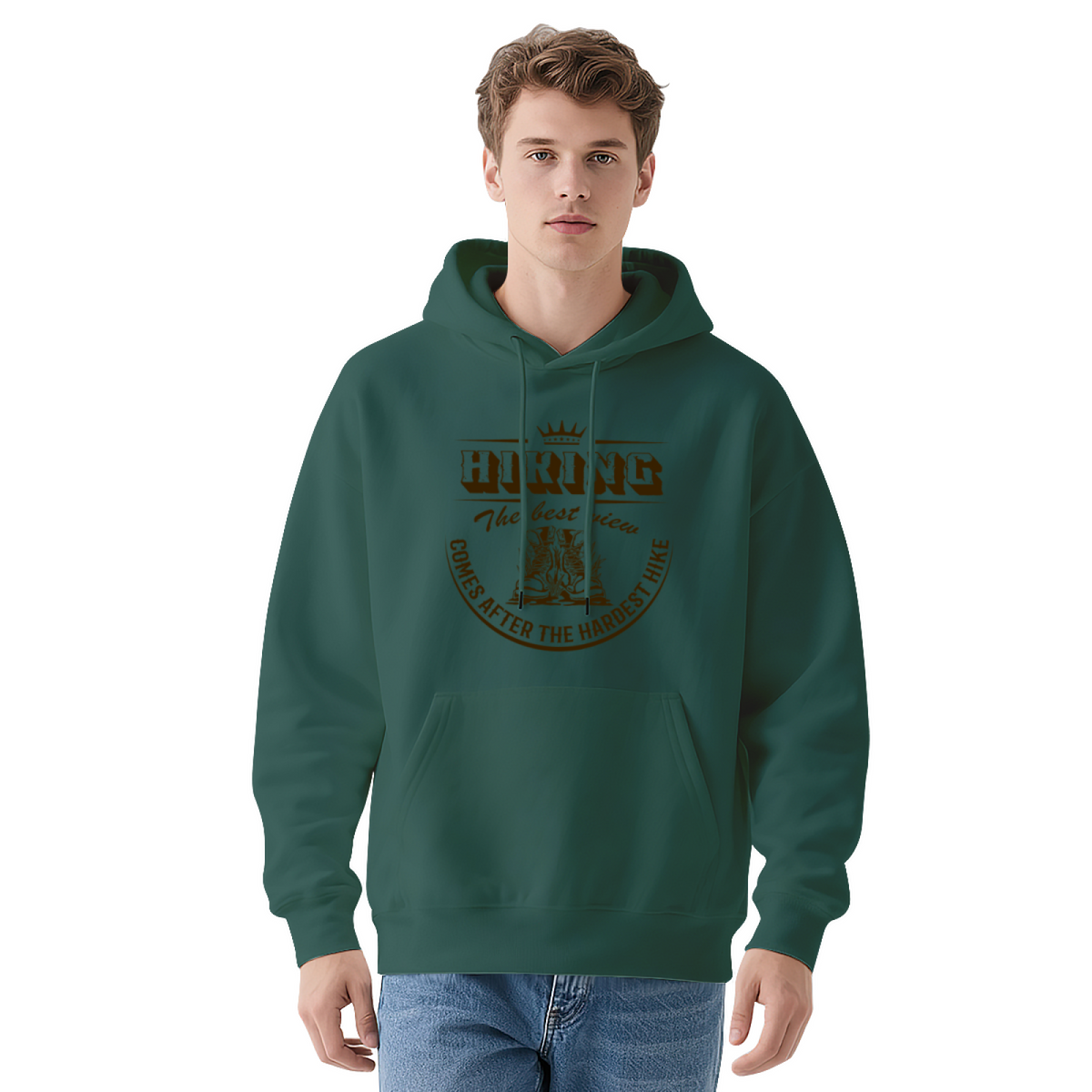 Vintage Hiking Adventure Emblem Graphic Hoodie - Outdoor Explorer Pullover