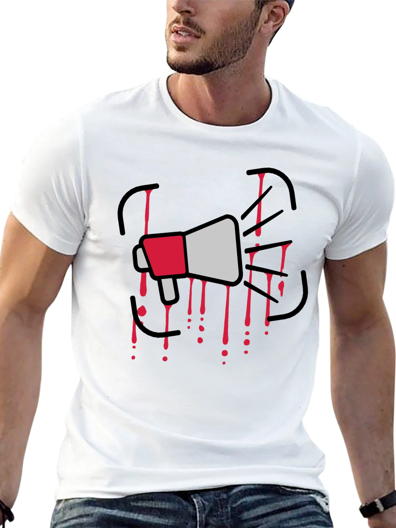 Megaphone Graphic Print Black T-Shirt