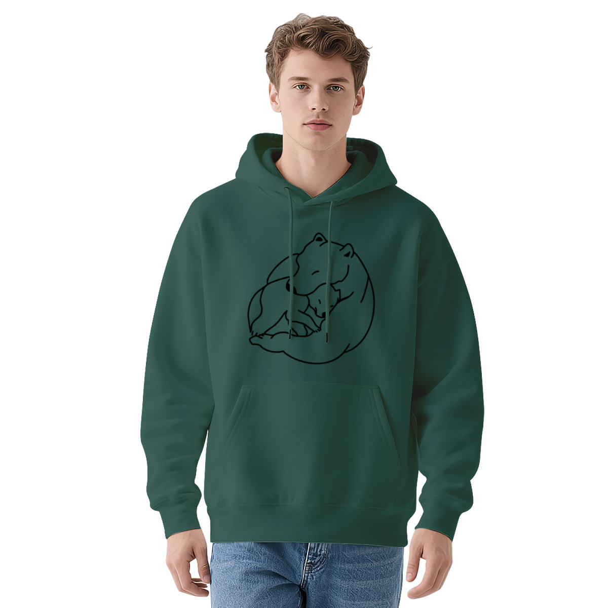 Bear & Cat Art Hoodie - Premium Unisex Pullover, Eye-Catching Design, Perfect for All Seasons