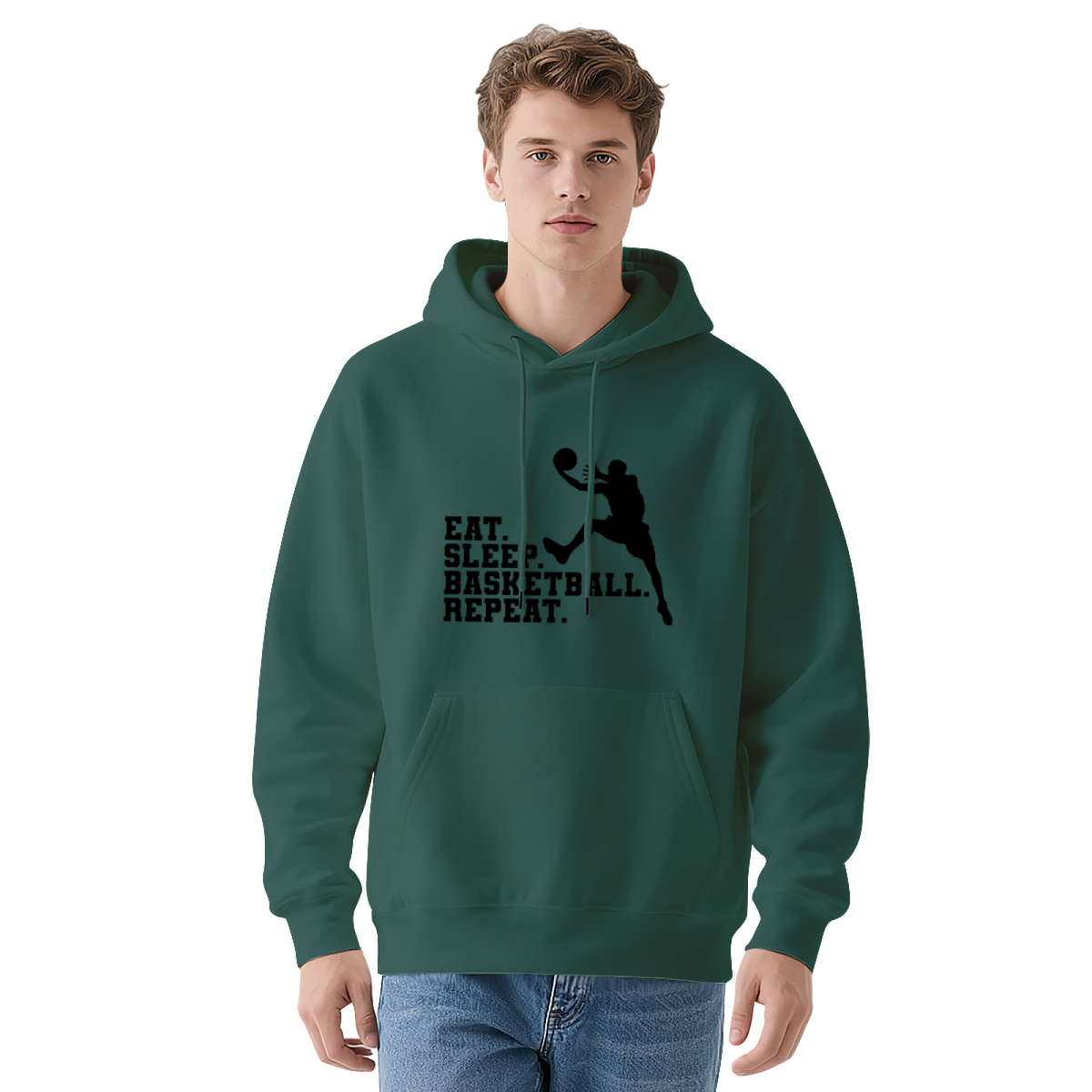 Eat Sleep Basketball Repeat Athlete Graphic Hoodie - Basketball Lover Pullover
