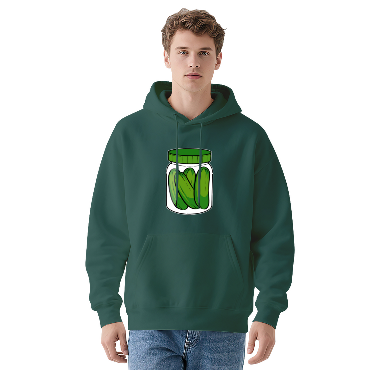 Funny Pickle in Mason Jar Graphic Hoodie - Pickle Lover Humor Pullover