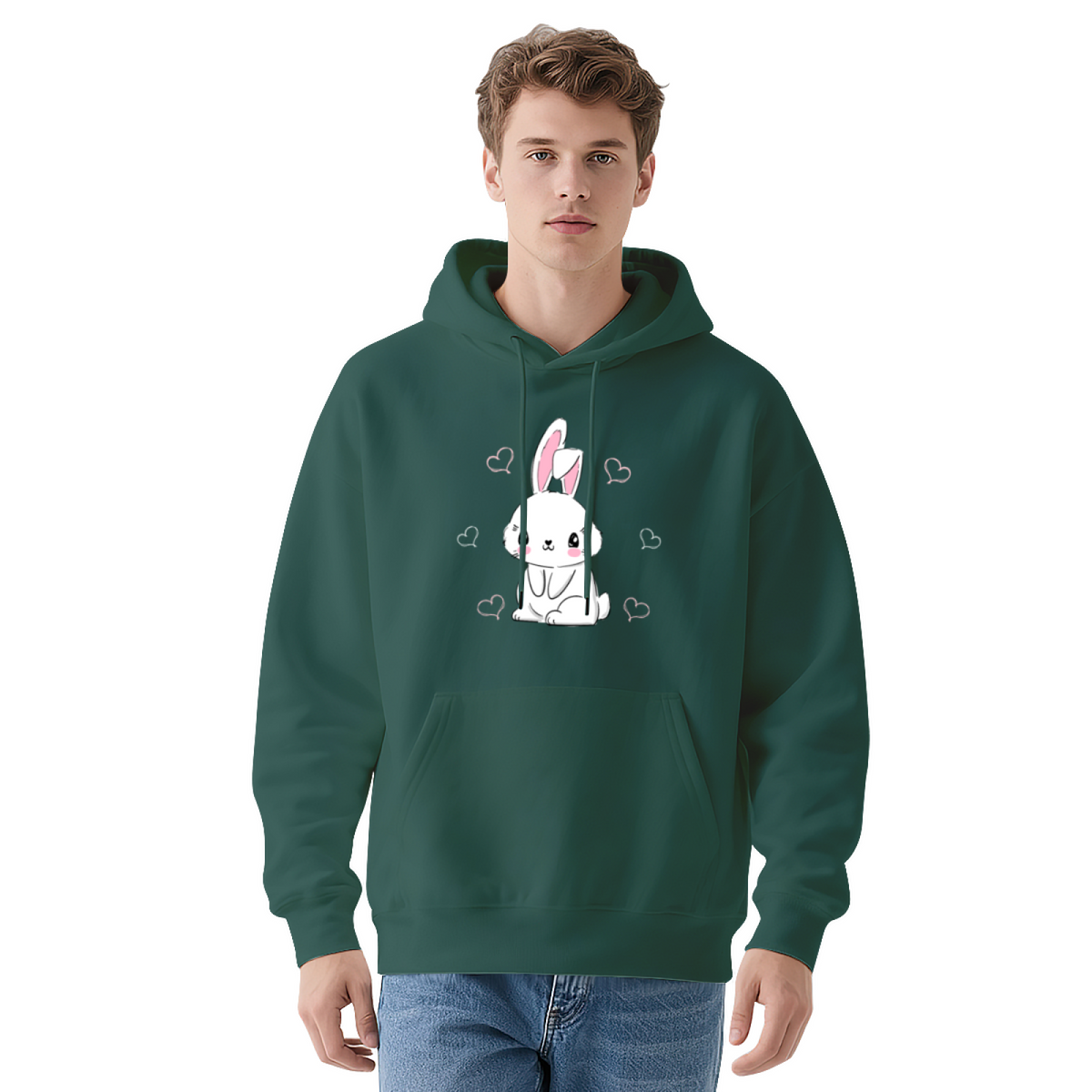 Cute Cartoon Bunny Rabbit Easter Graphic Hoodie - Bunny Lover Pullover Sweatshirt