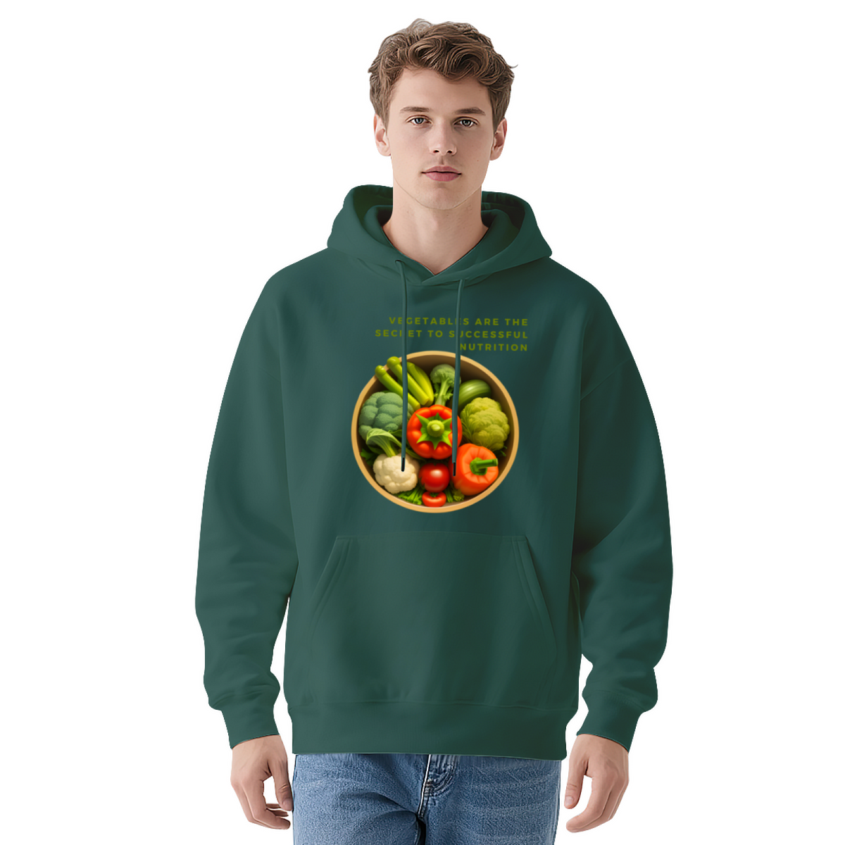 Funny Broccoli Character Cartoon Graphic Hoodie - Healthy Eating Humor Pullover
