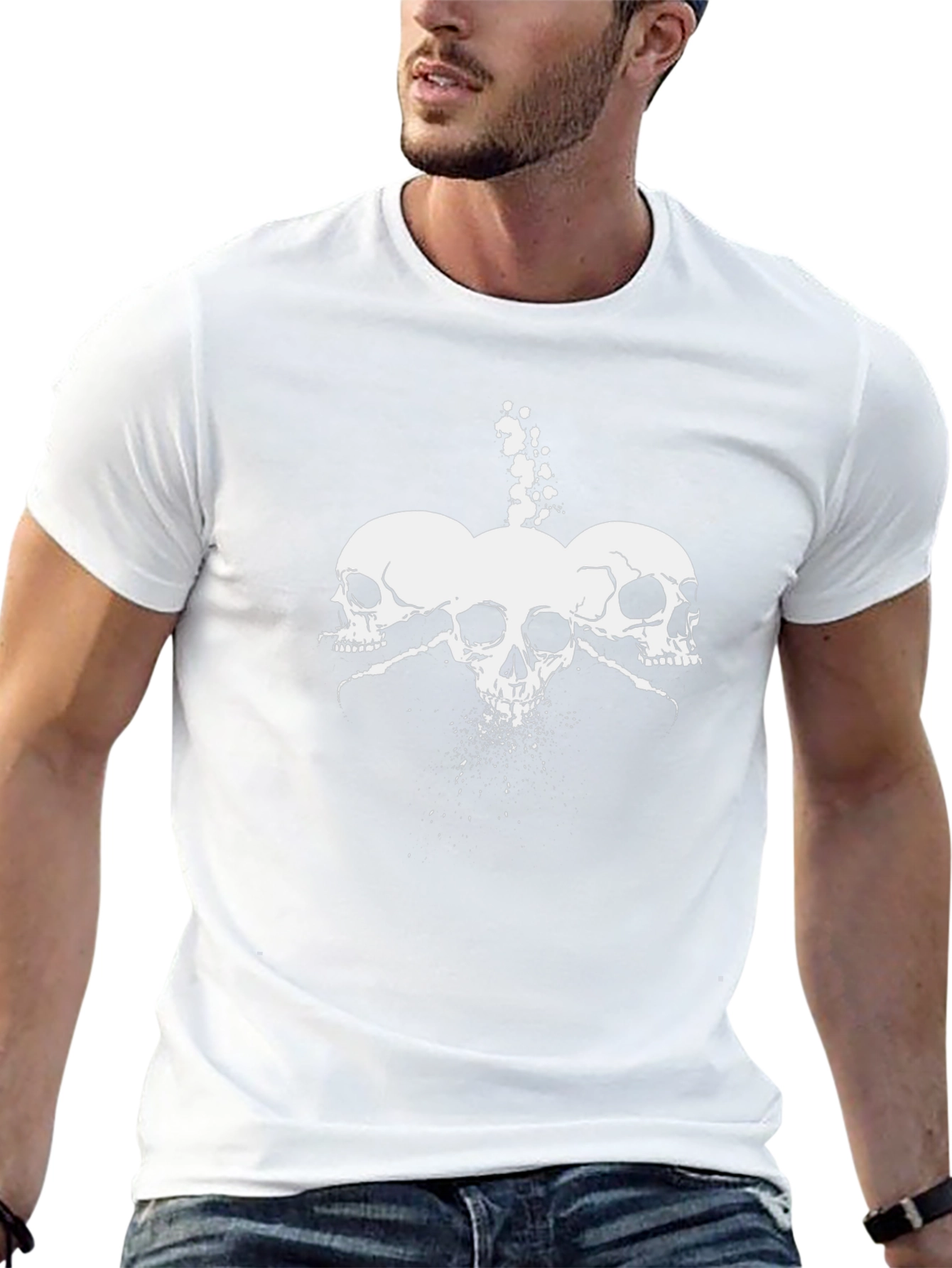 Skull Trio Graphic Tee - Bold Black T-Shirt