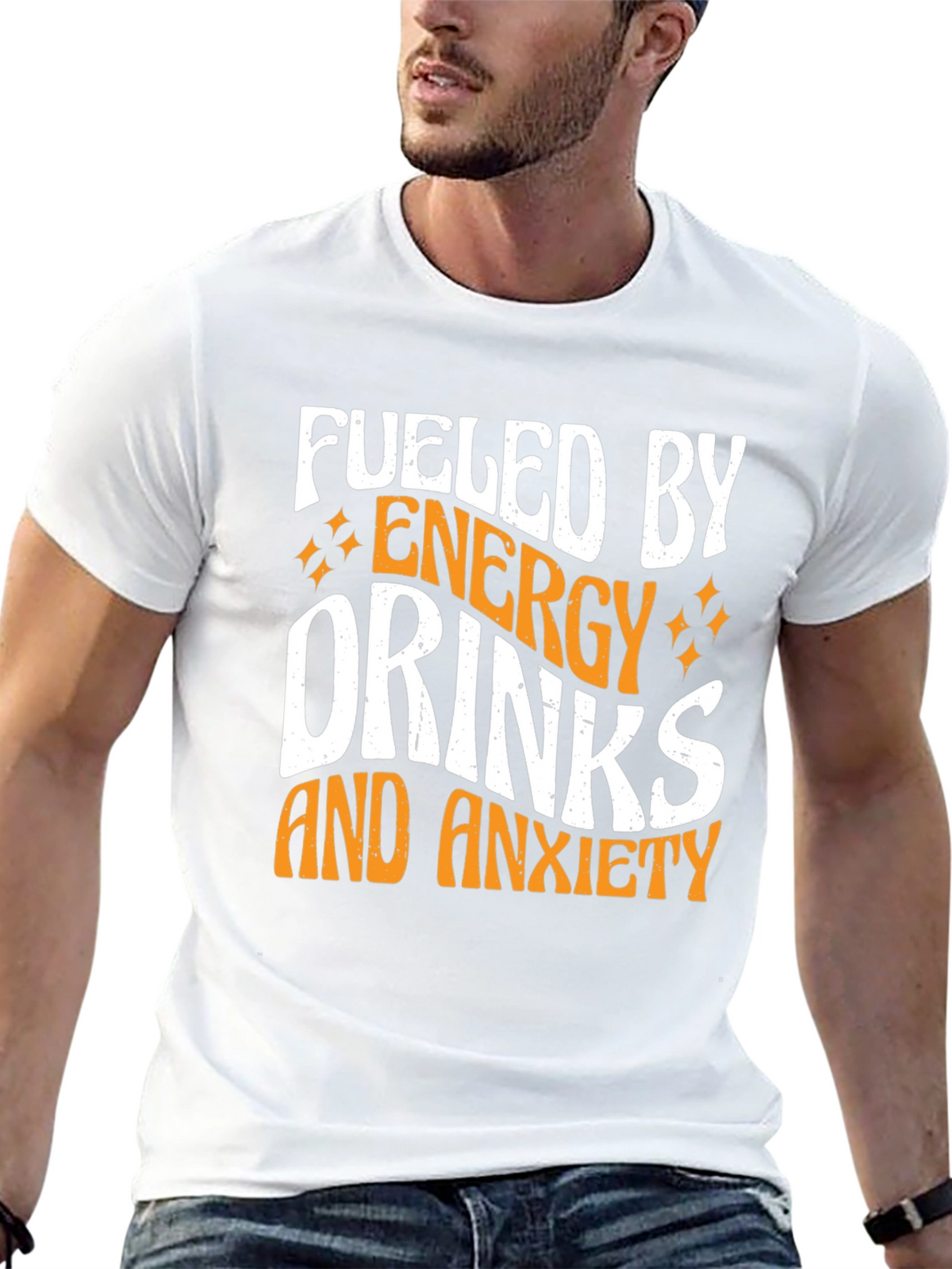 Fueled By Energy Drinks and Anxiety Black T-Shirt