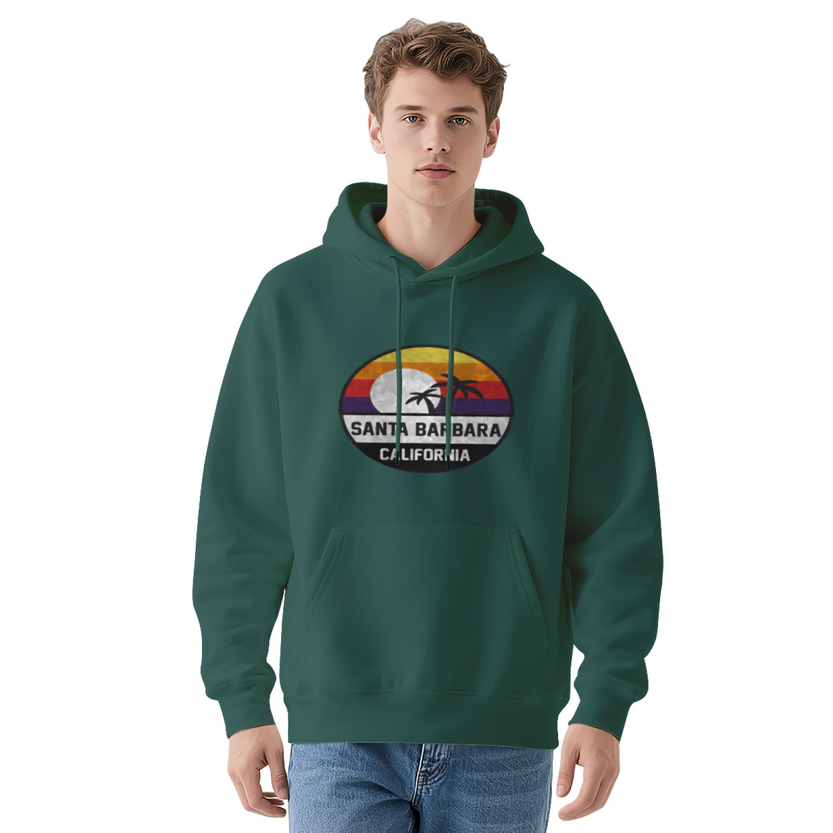 Vintage Oval Emblem Badge Graphic Hoodie - Classic Retro Pullover Sweatshirt
