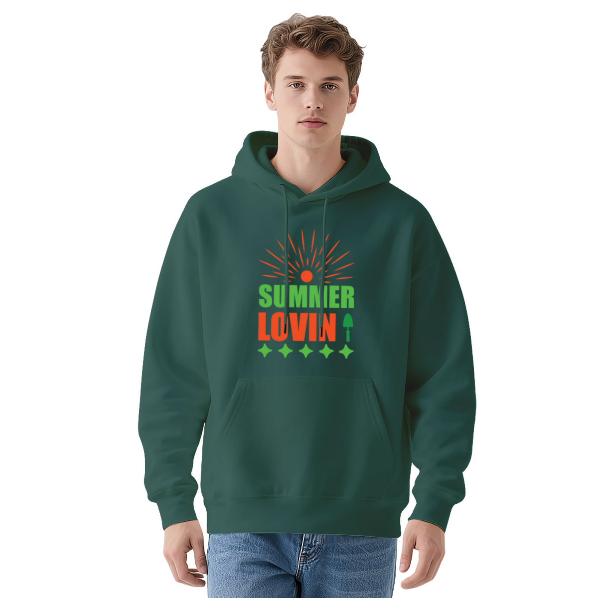 Monkey & Sunset Design Hoodie - Unisex Pullover Sweatshirt, Graphic Print, Casual Streetwear Fashion
