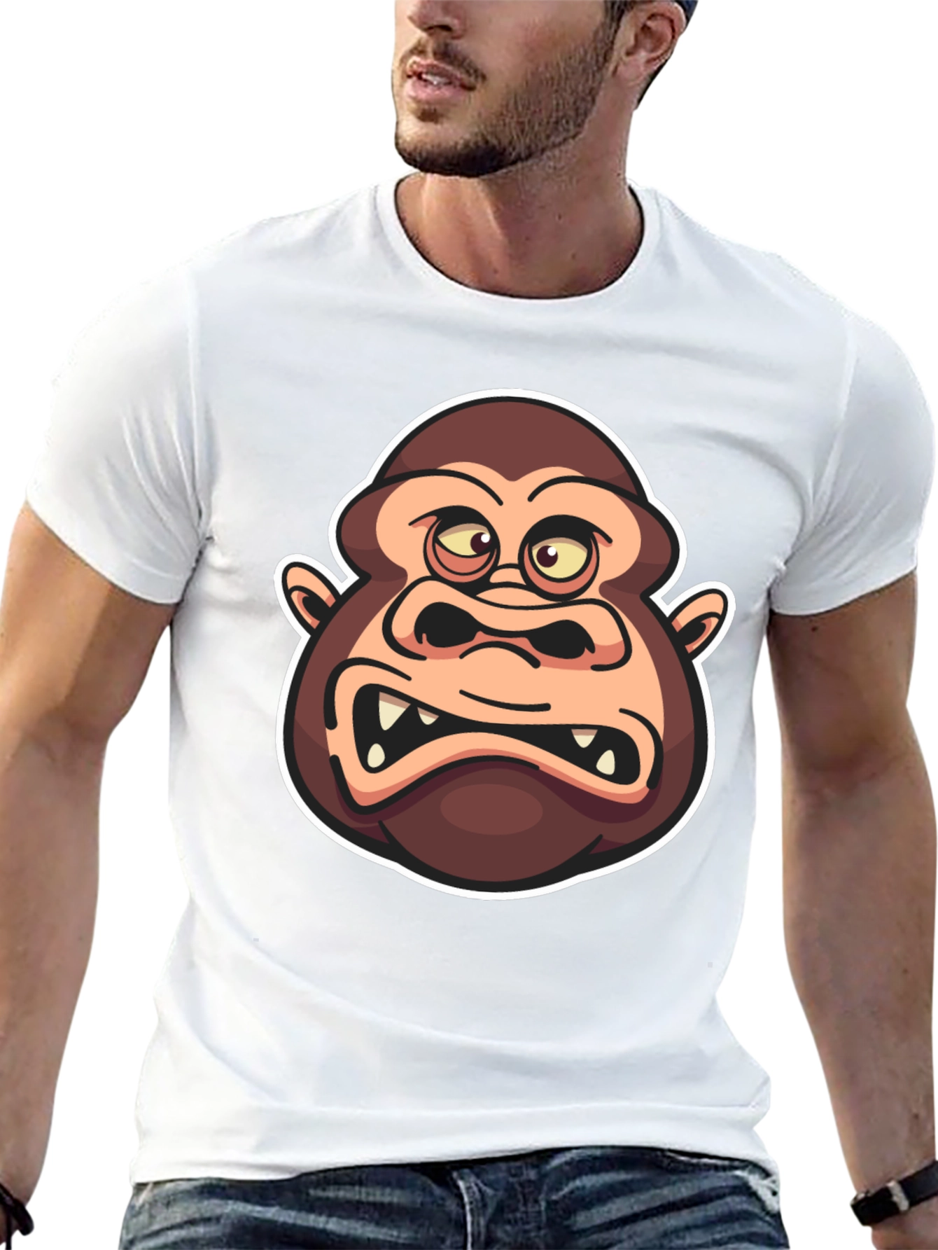 Cartoon Gorilla Graphic Black T-Shirt