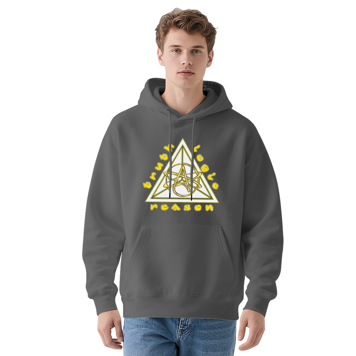 Geometric Triangle Abstract Design Graphic Hoodie - Modern Art Pullover Sweatshirt