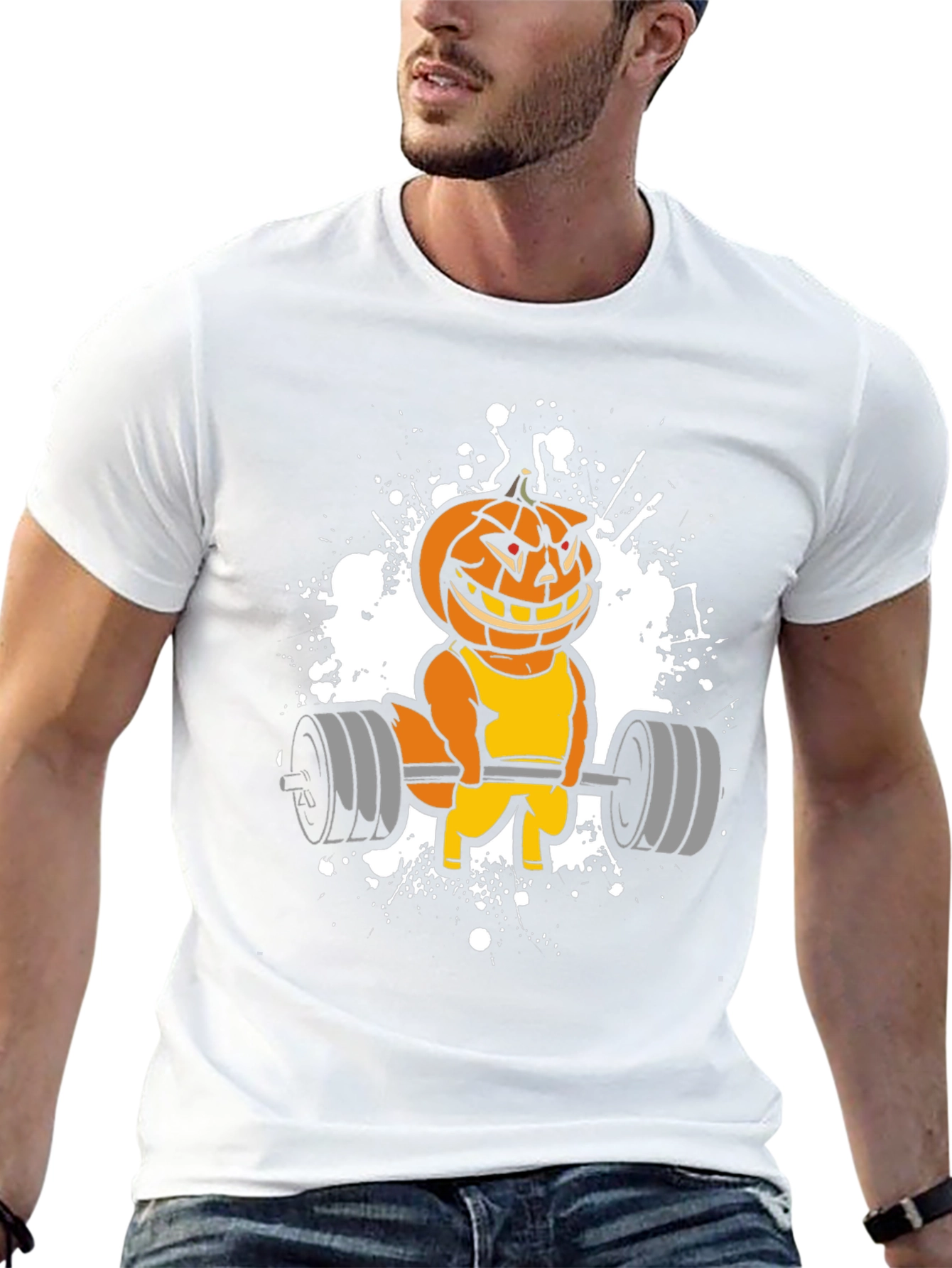 Halloween Pumpkin Gym Workout Black T-Shirt