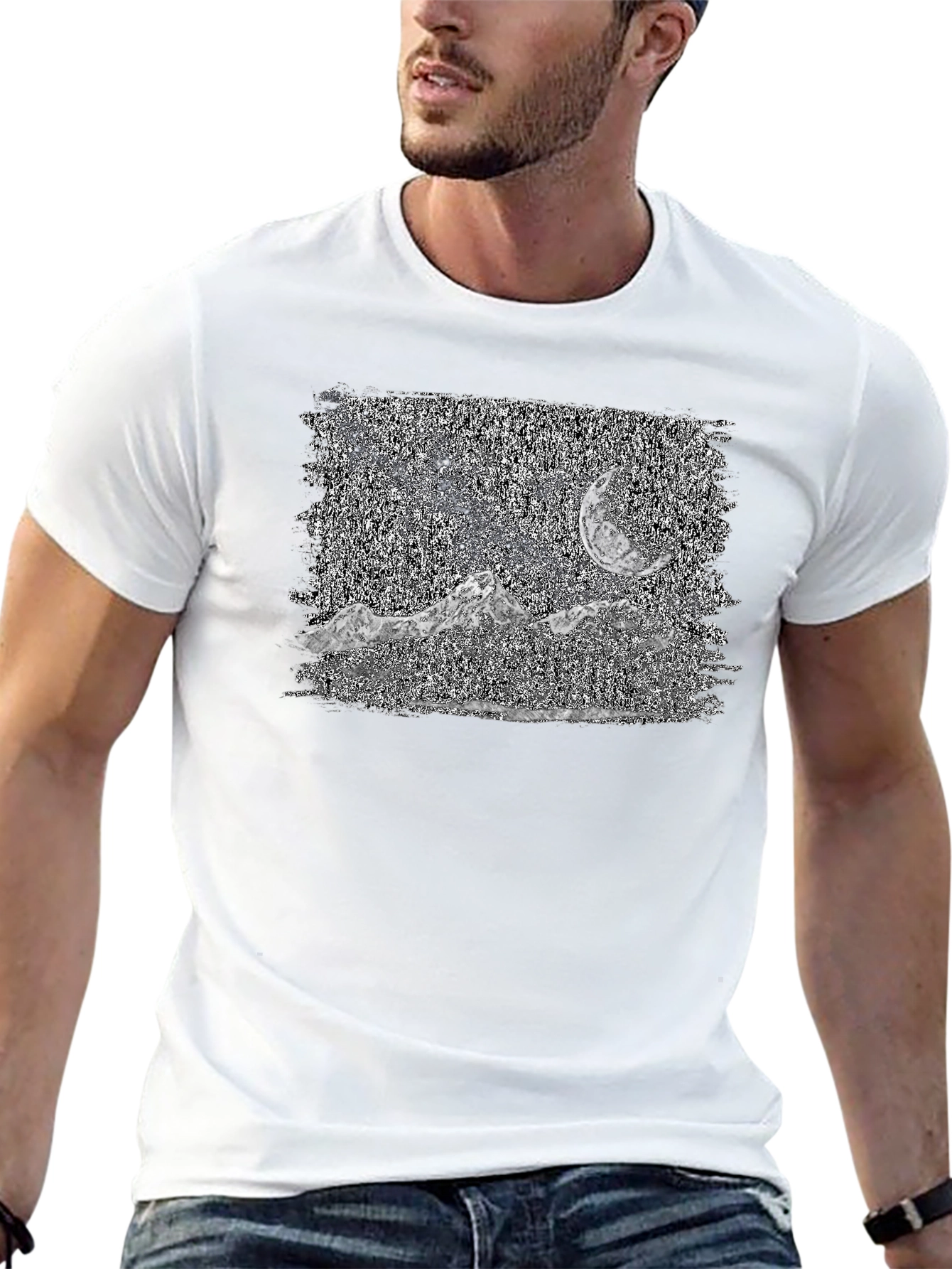 Mountain Moonscape Graphic Tee - Black