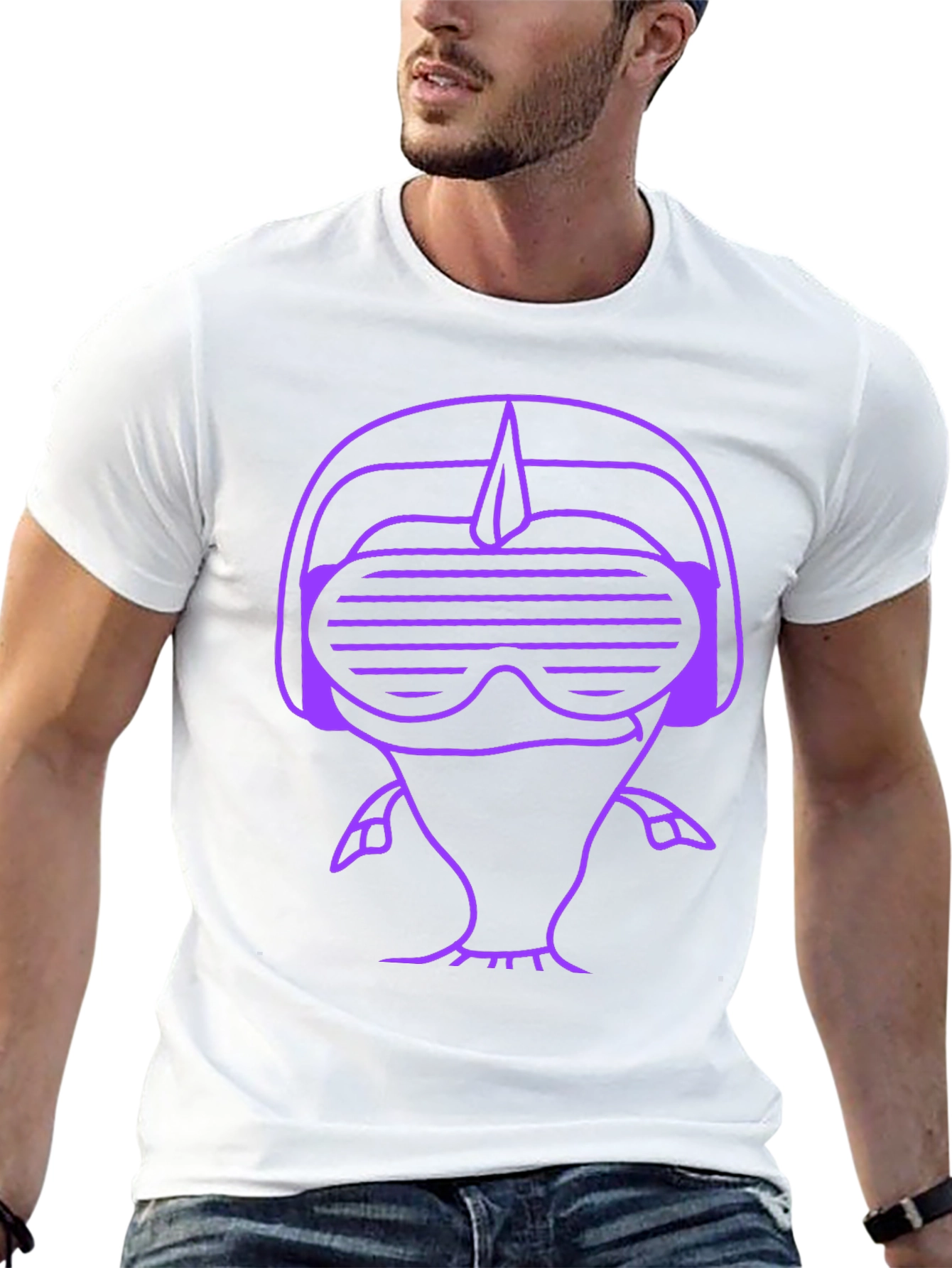 Retro Gamer Purple Graphic Print Black T-Shirt