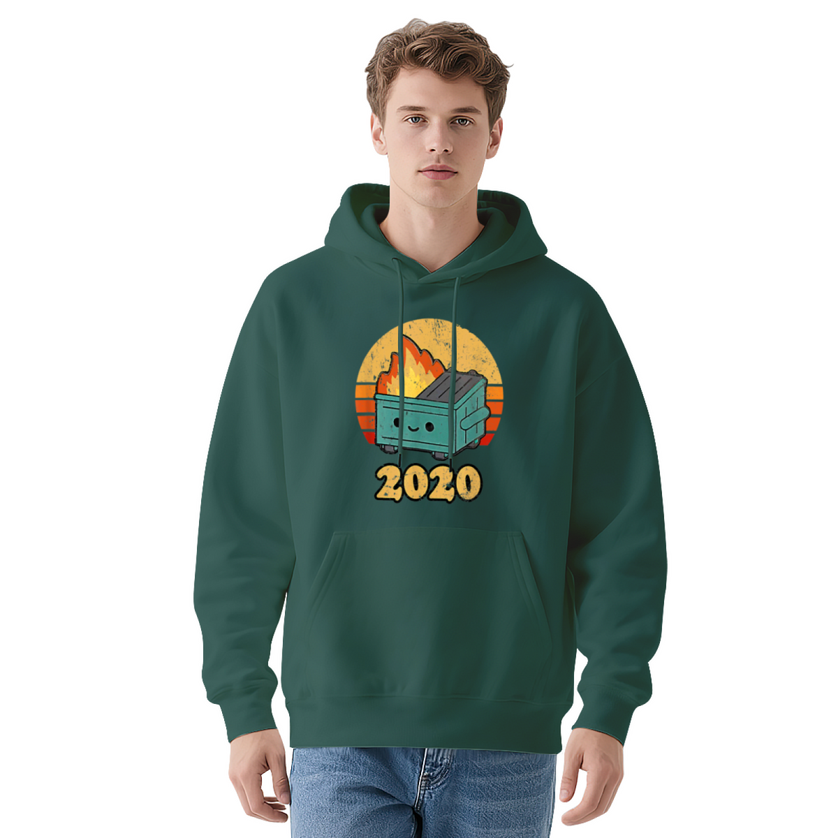 Retro Vintage Circle Sunset Graphic Hoodie - 70s Aesthetic Pullover Sweatshirt