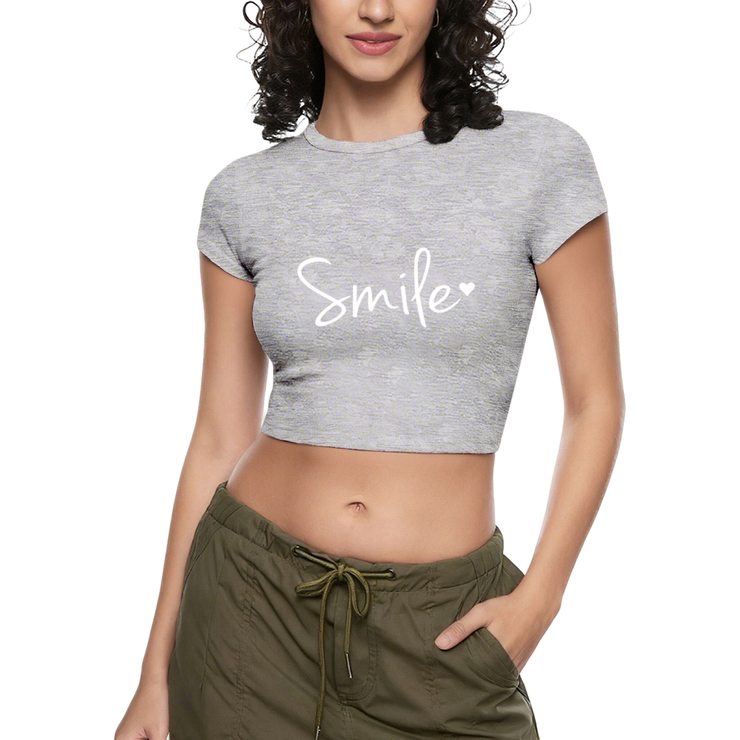 Sweet Smile Heart Handwriting Hot Pink Crop Tee