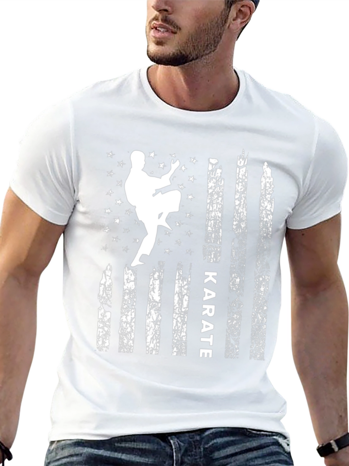 Karate American Flag T-Shirt Martial Arts Tee