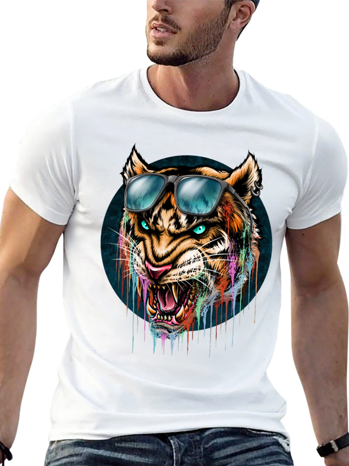 Cool Tiger Graphic Tee - Mens Black T-Shirt