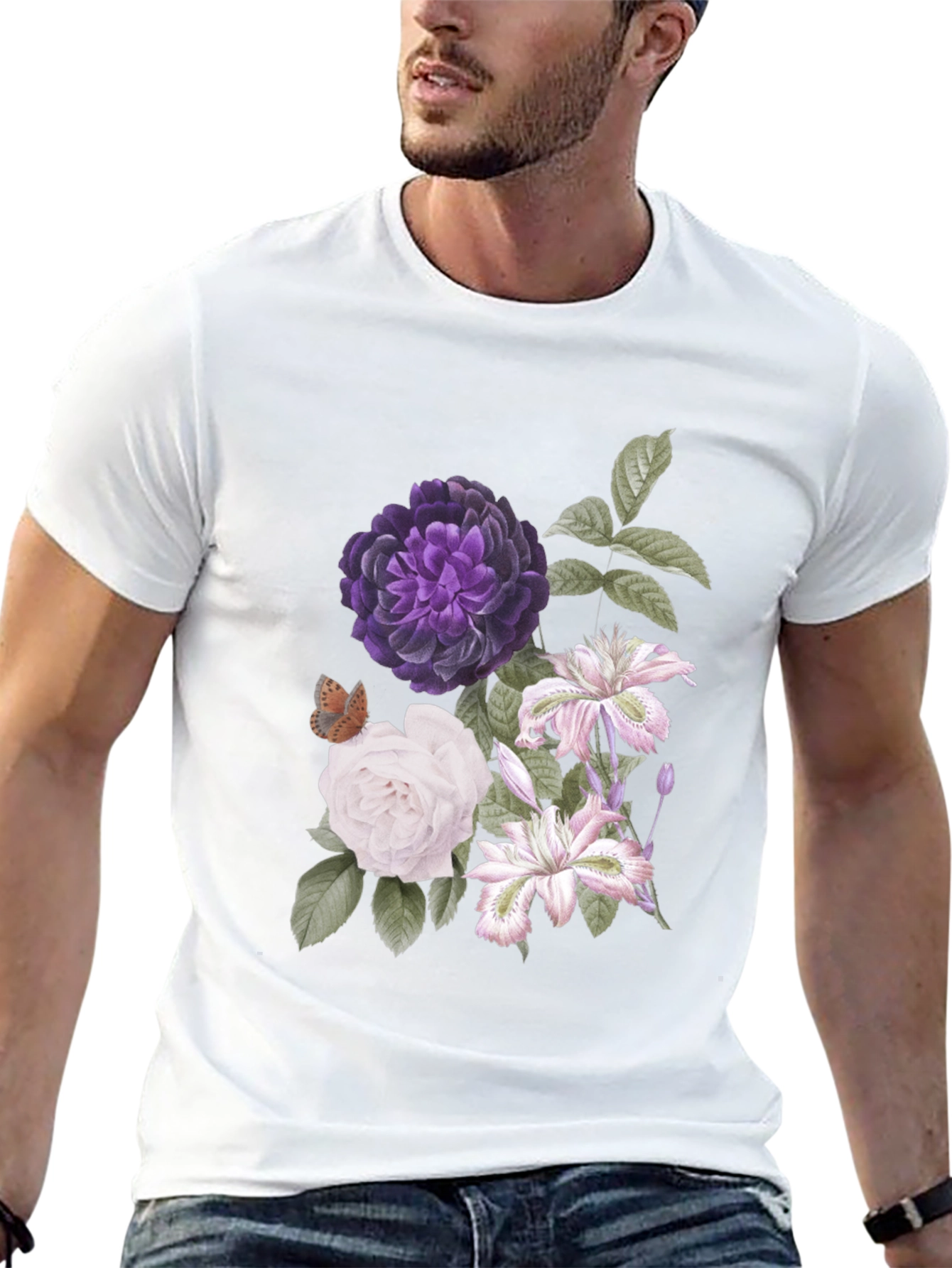 Floral Print Black T-Shirt