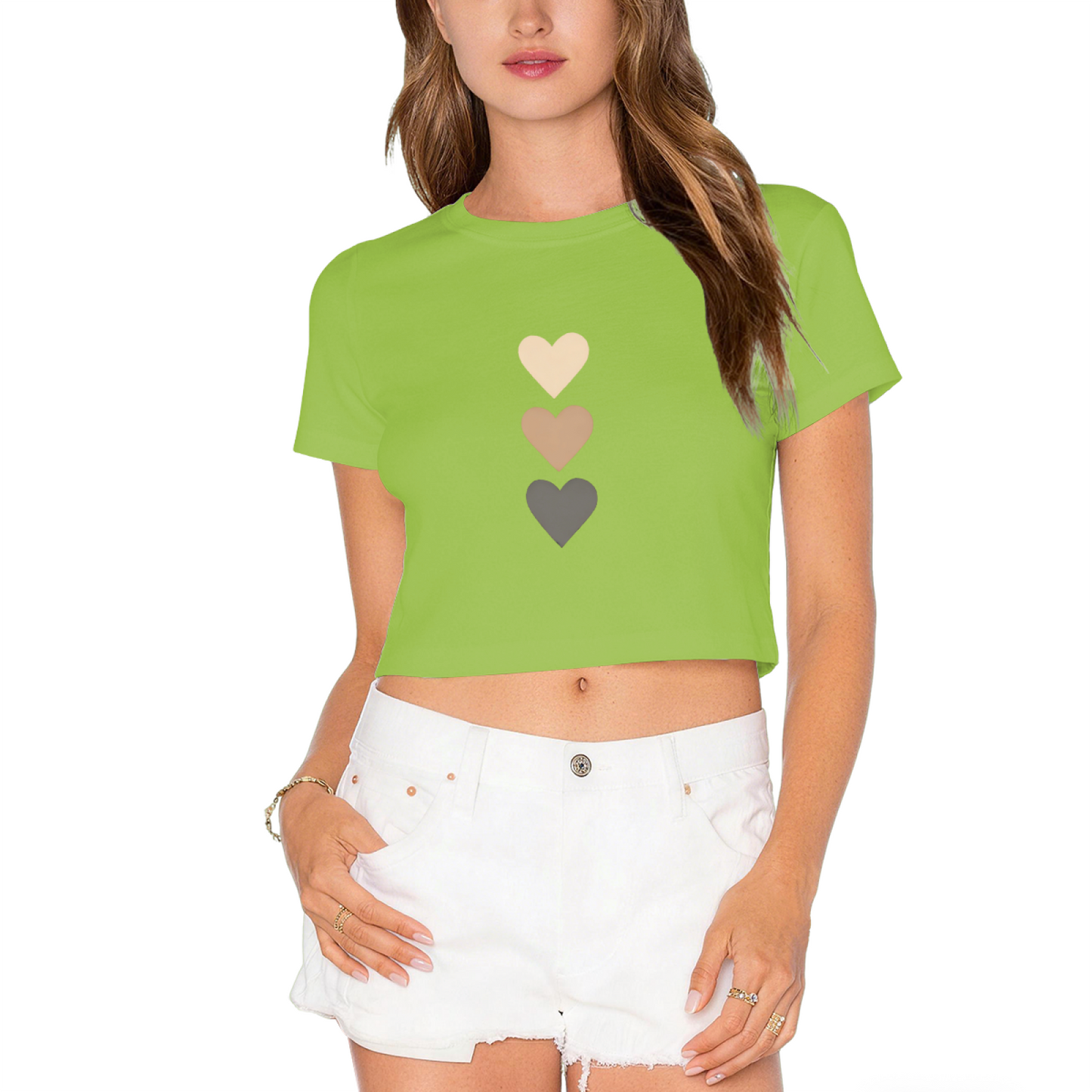 Neutral Gradient Heart Minimalist Crop Tee