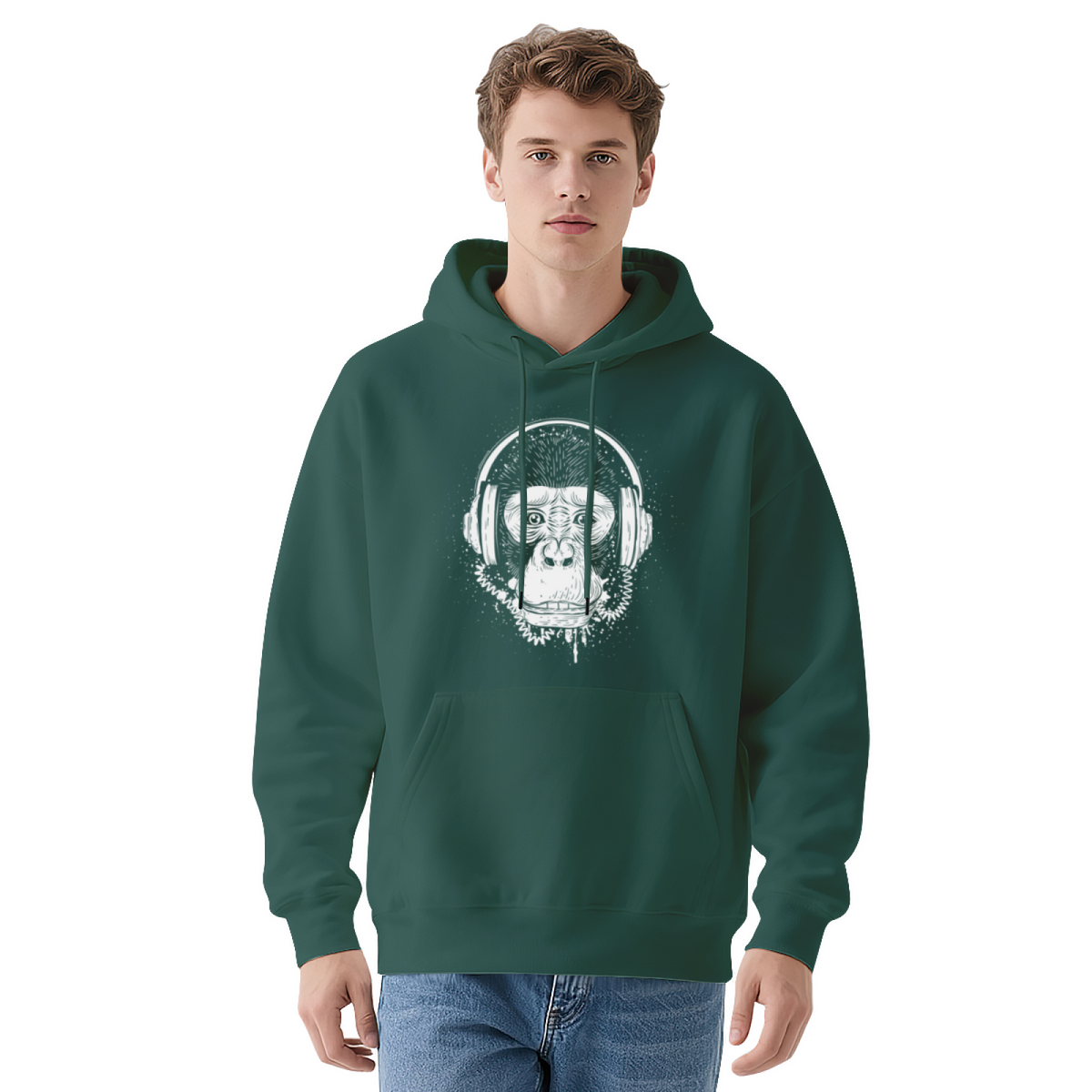 Monkey & Music Art Hoodie - Premium Unisex Pullover, Eye-Catching Design, Perfect for All Seasons