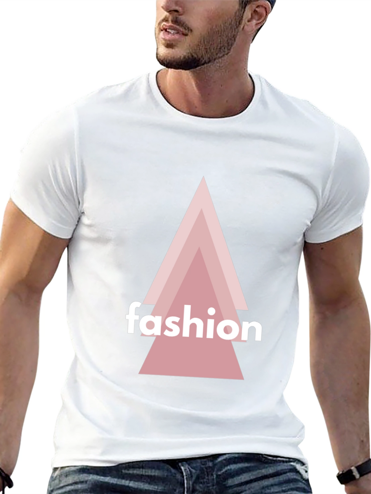 Trendy Black T-Shirt with Geometric Fashion Design