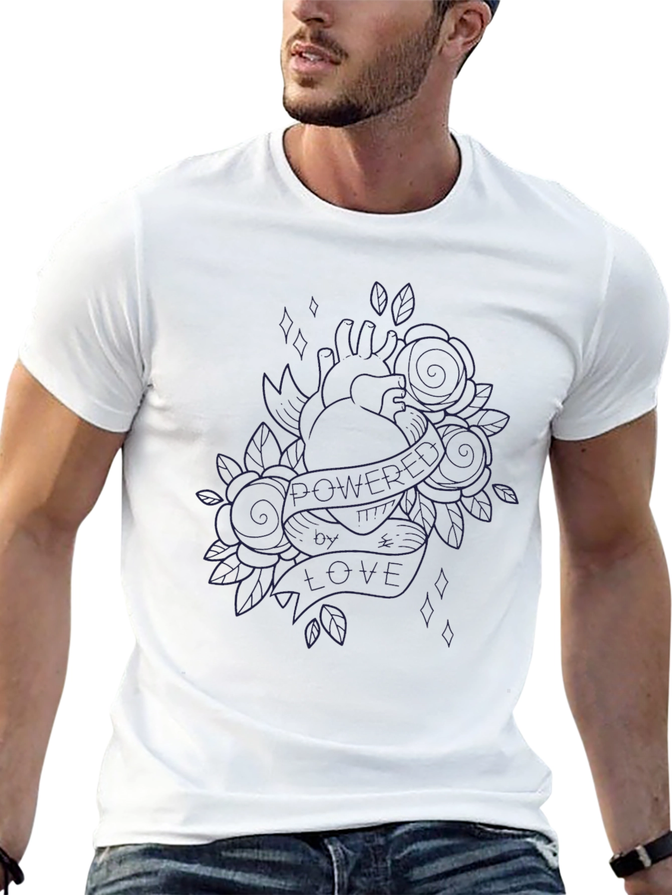 Heart & Roses Black Graphic Tee