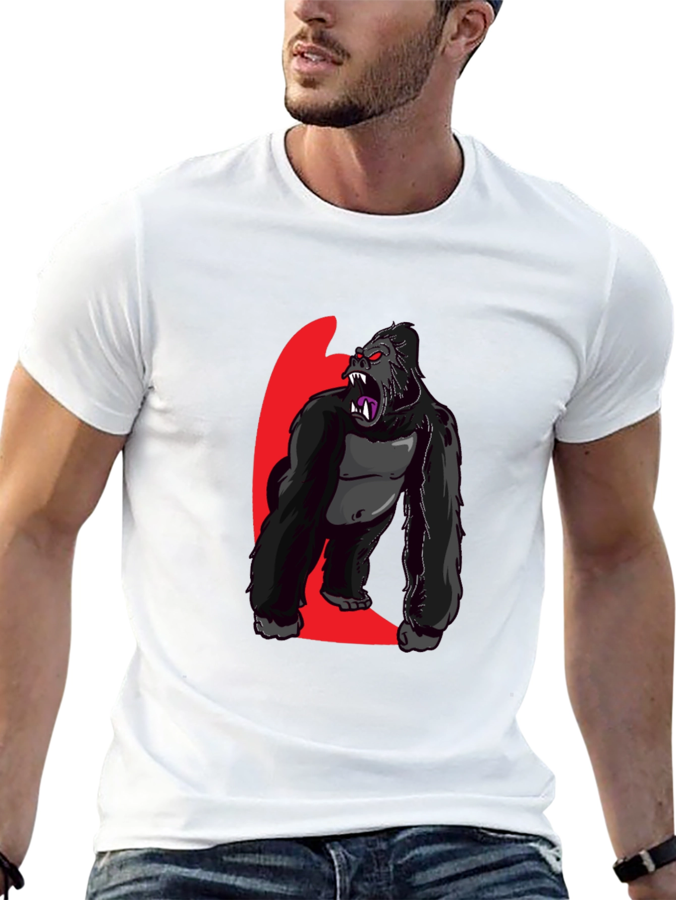 Graphic Gorilla Print Black T-Shirt