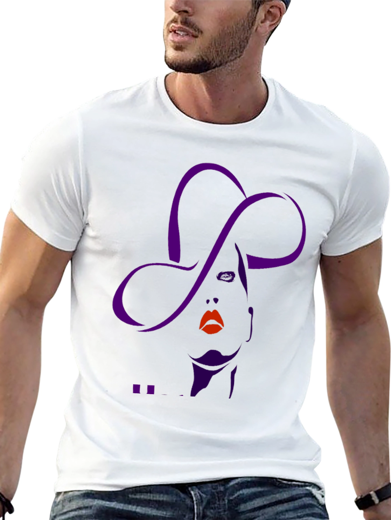Stylish Graphic Tee - Woman with Hat