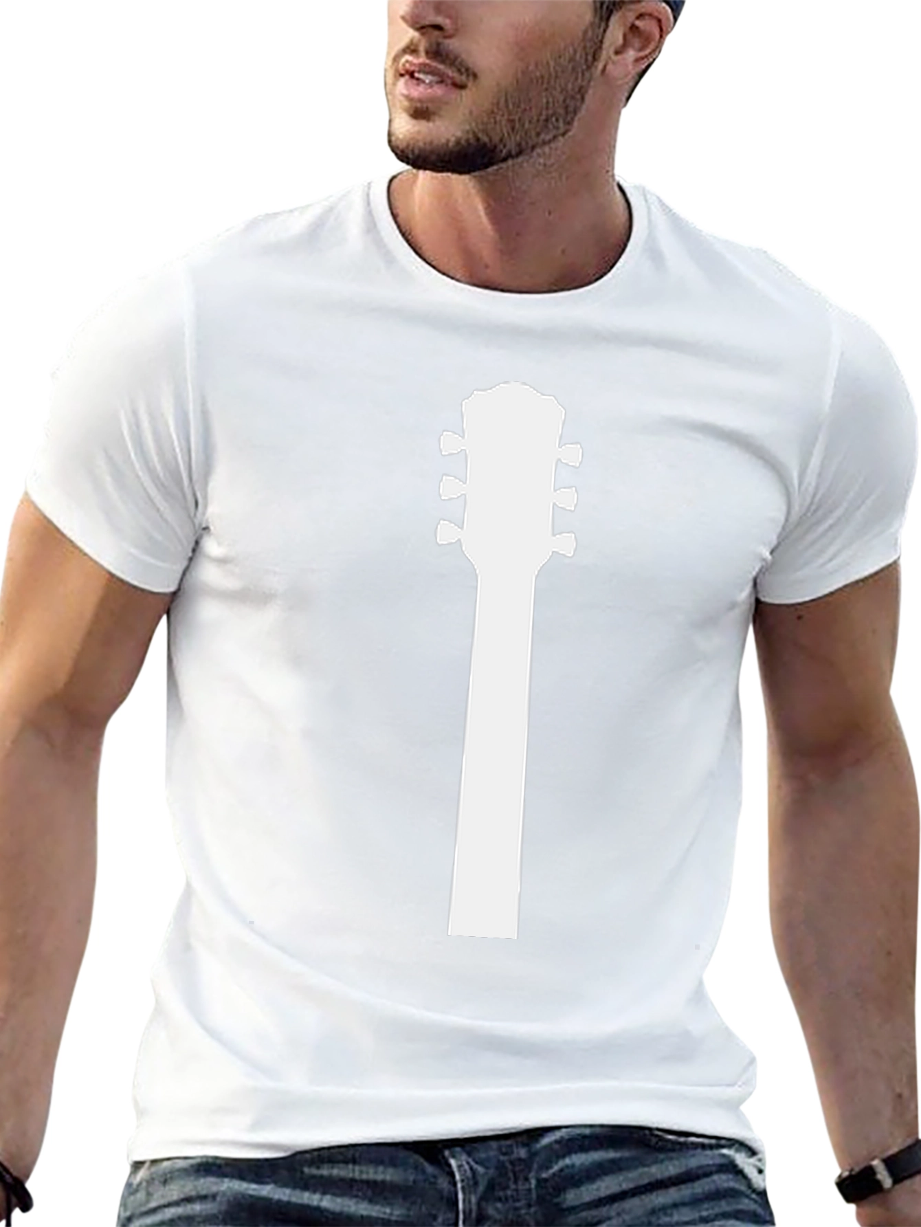 Guitar Headstock T-Shirt - Musicians Black Tee