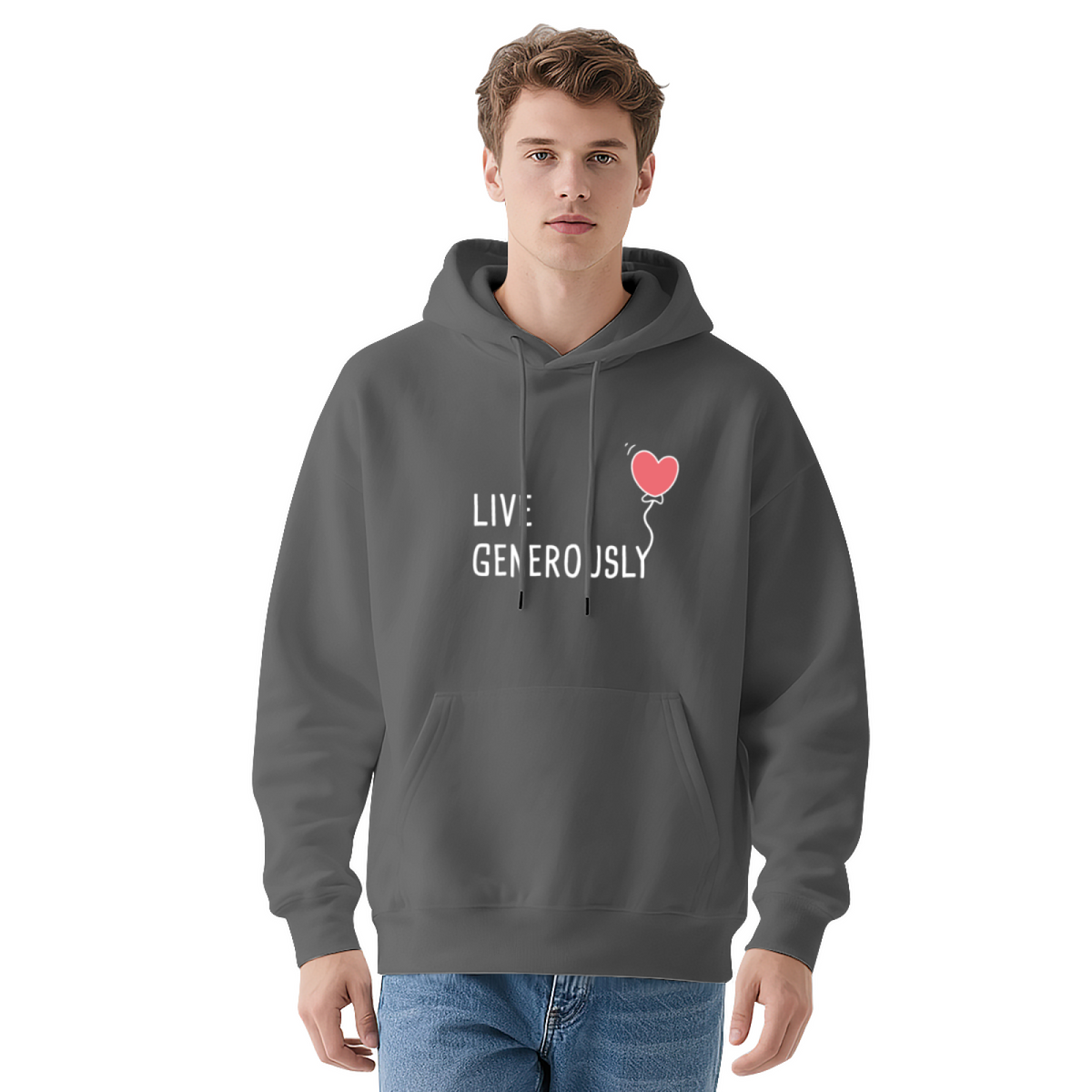 Live Generously Heart Balloon Positive Vibe Hoodie