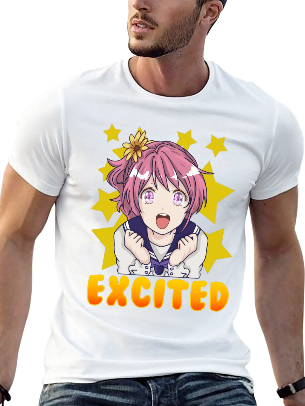 Excited Anime Girl T-Shirt - Kawaii Style
