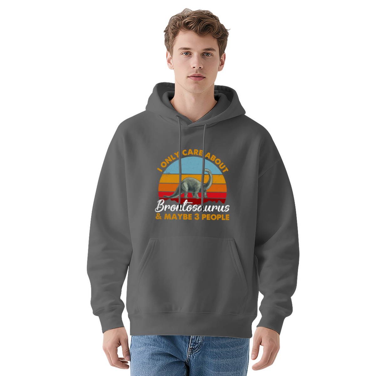 Retro Dinosaur Brontosaurus Vintage Sunset Graphic Hoodie - Dino Lover Pullover